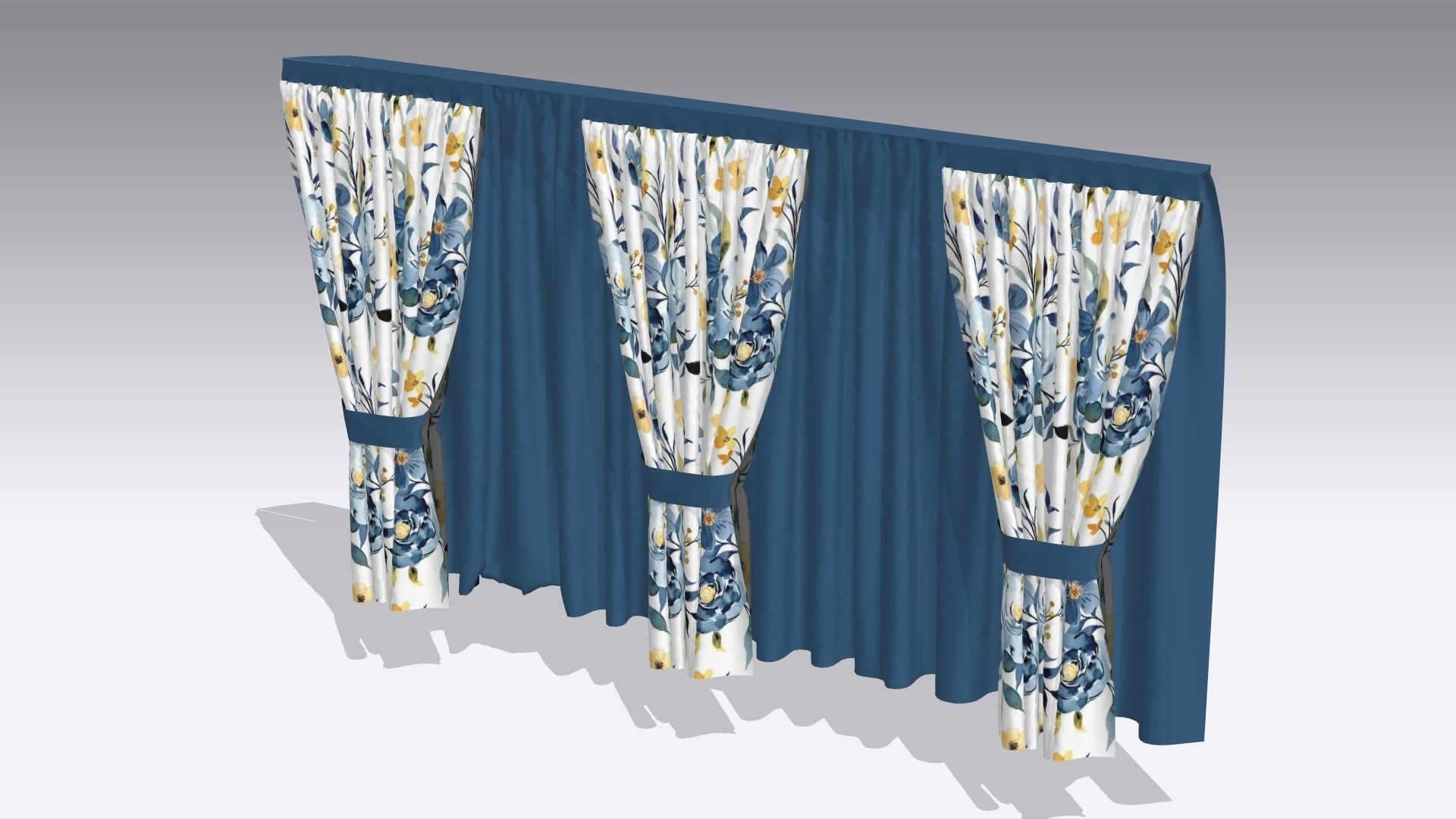 Curtain Low-poly 3D model_5