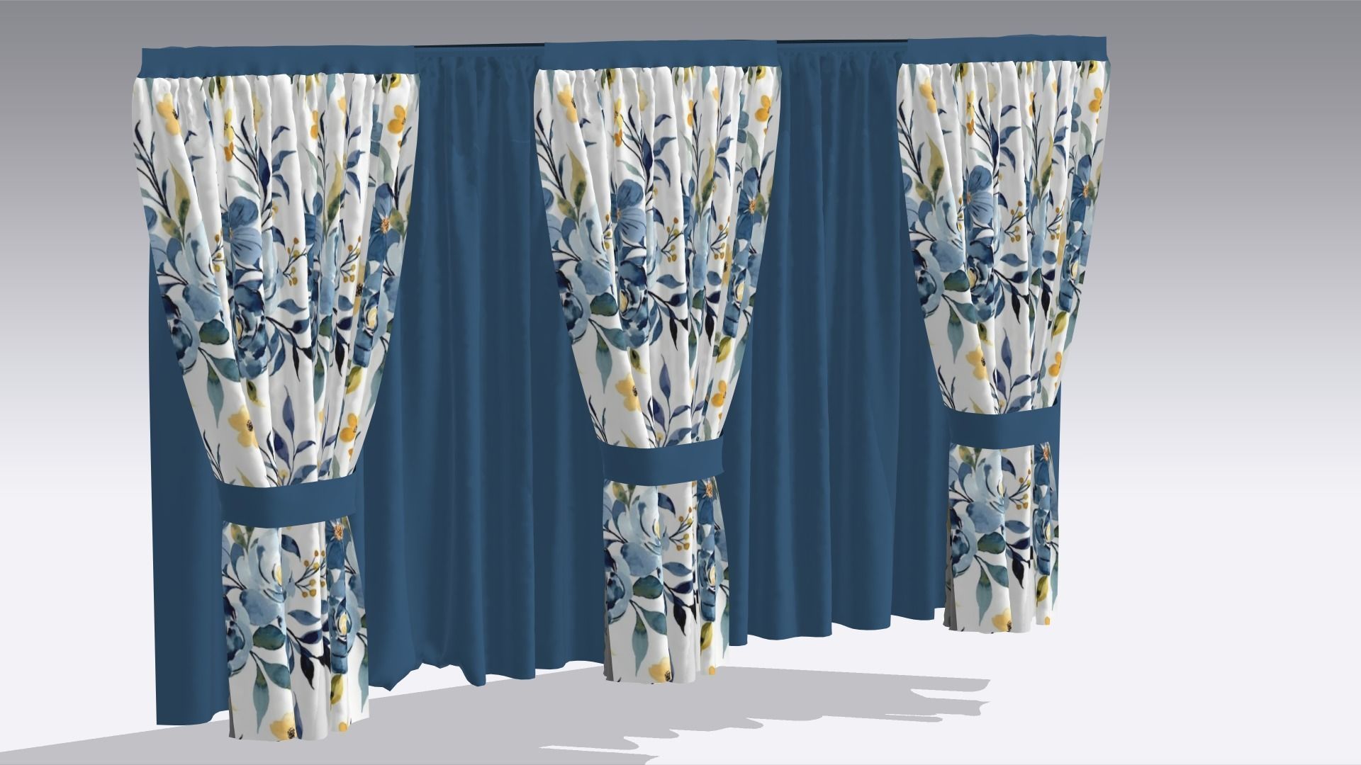 Curtain Low-poly 3D model_2