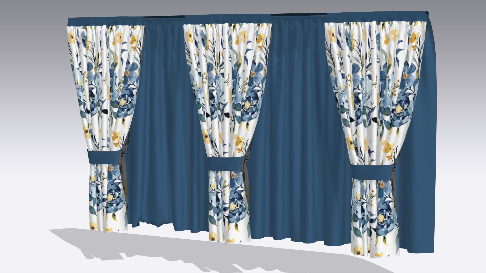 Curtain Low-poly 3D model_1