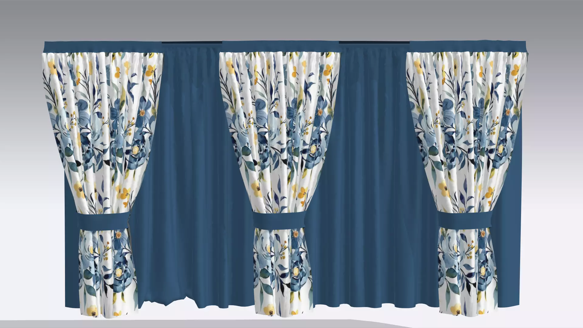 Curtain Low-poly 3D model_0