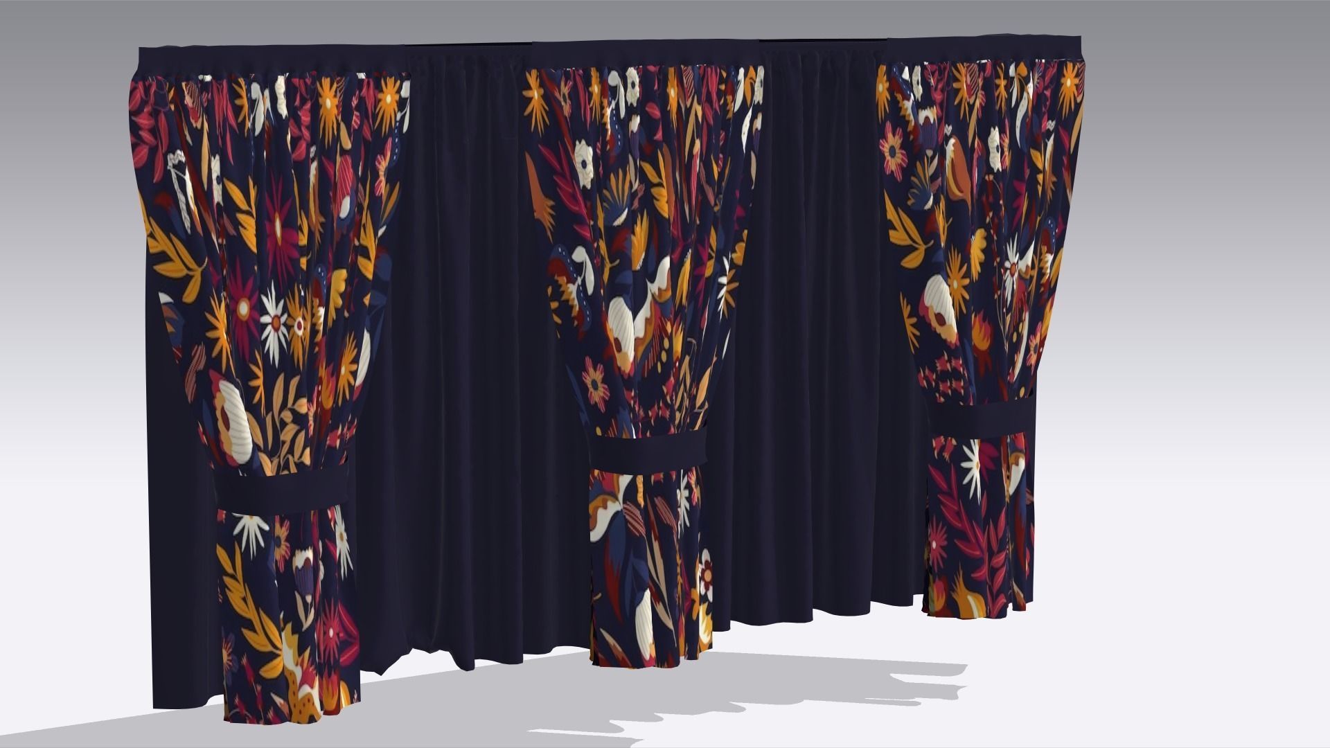 Curtain Low-poly 3D model_2