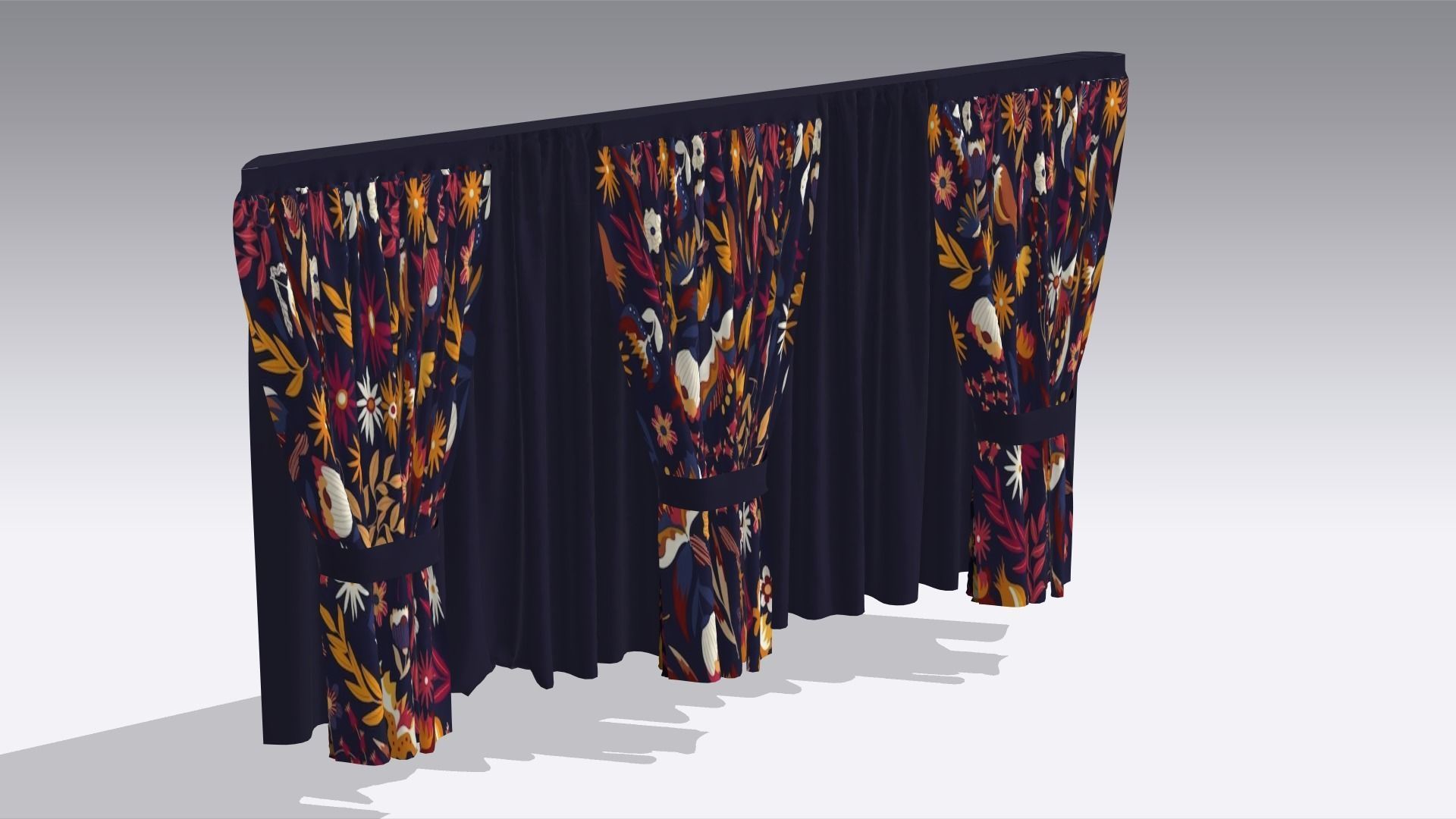 Curtain Low-poly 3D model_3