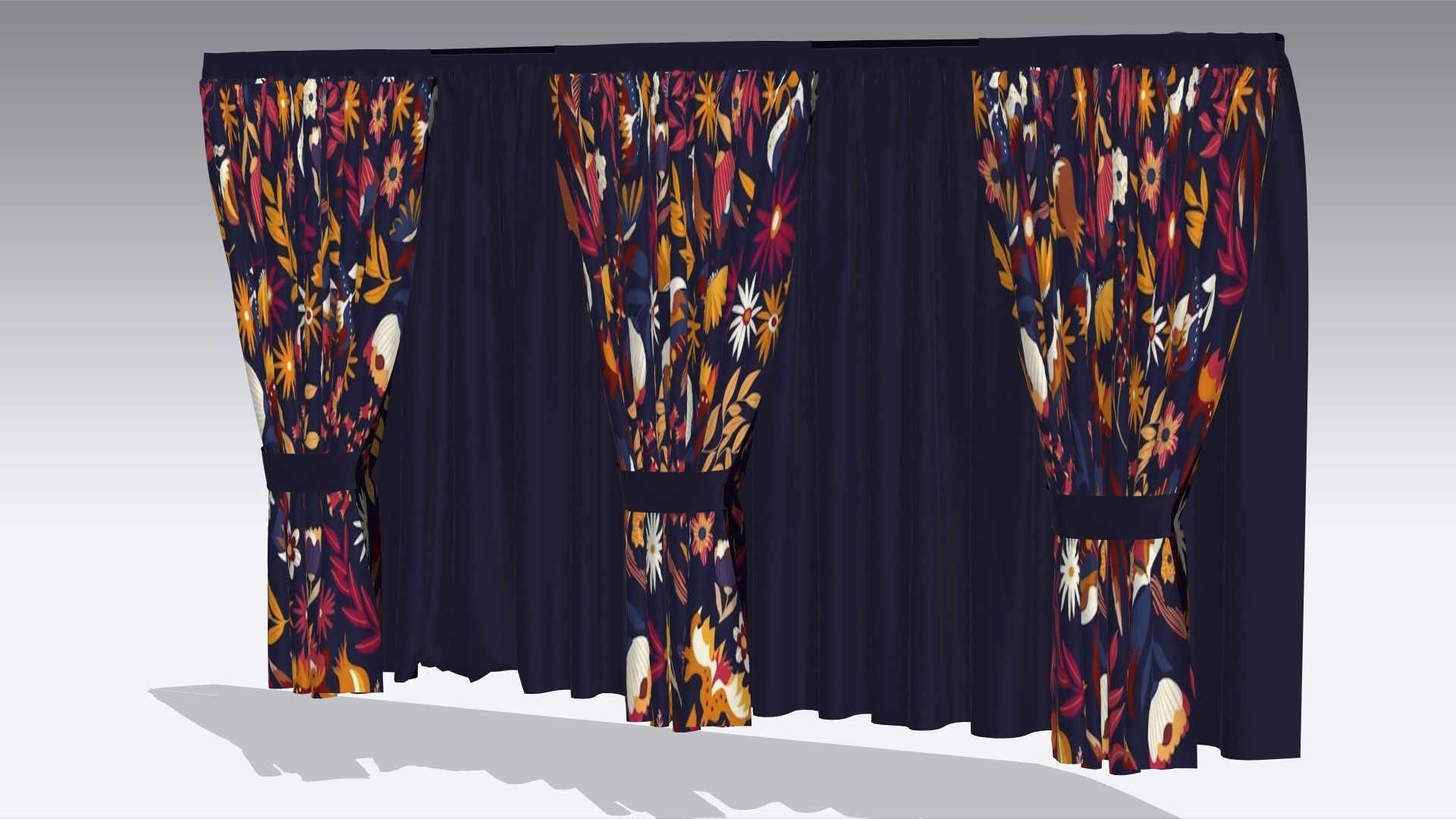 Curtain Low-poly 3D model_1