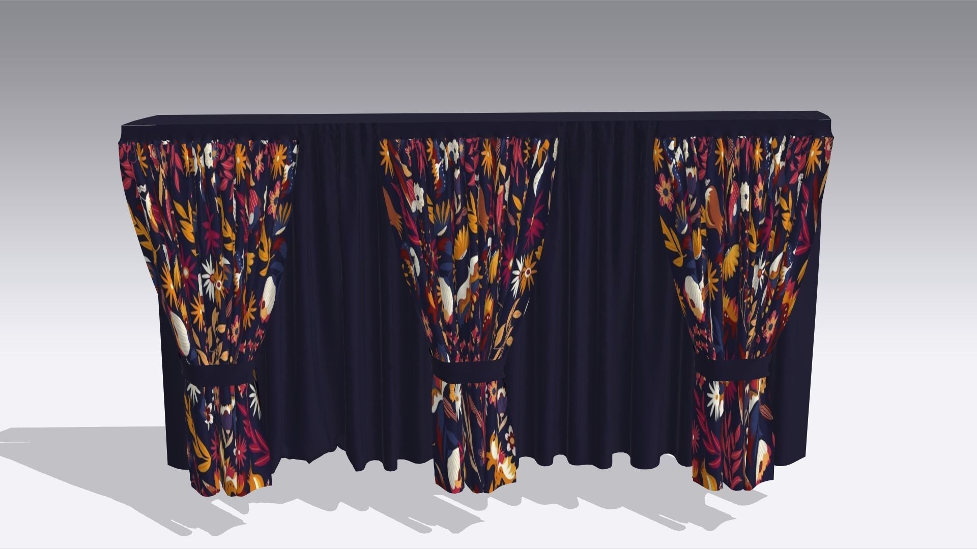 Curtain Low-poly 3D model_4