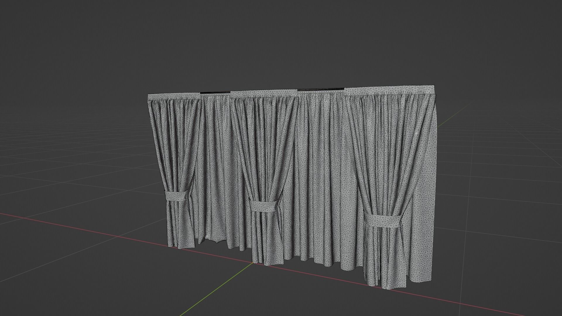 Curtain Low-poly 3D model_8