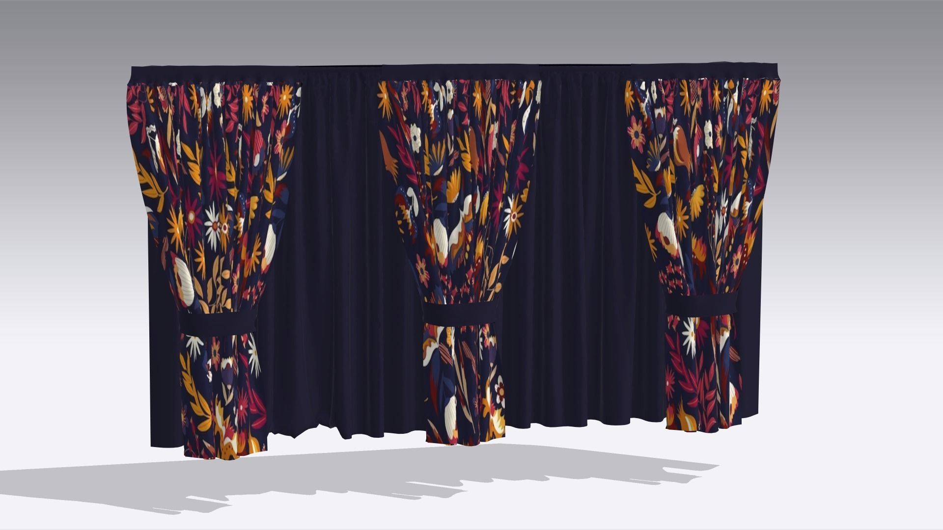 Curtain Low-poly 3D model_6