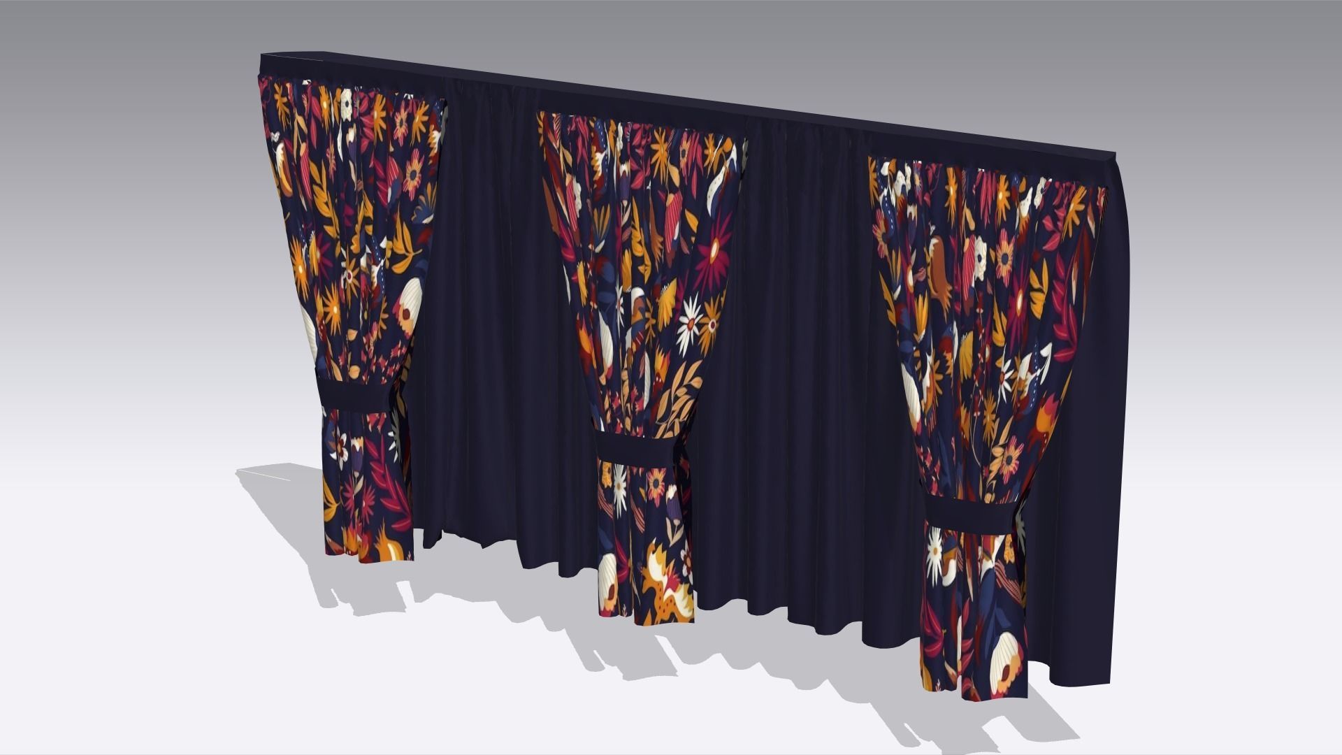 Curtain Low-poly 3D model_5