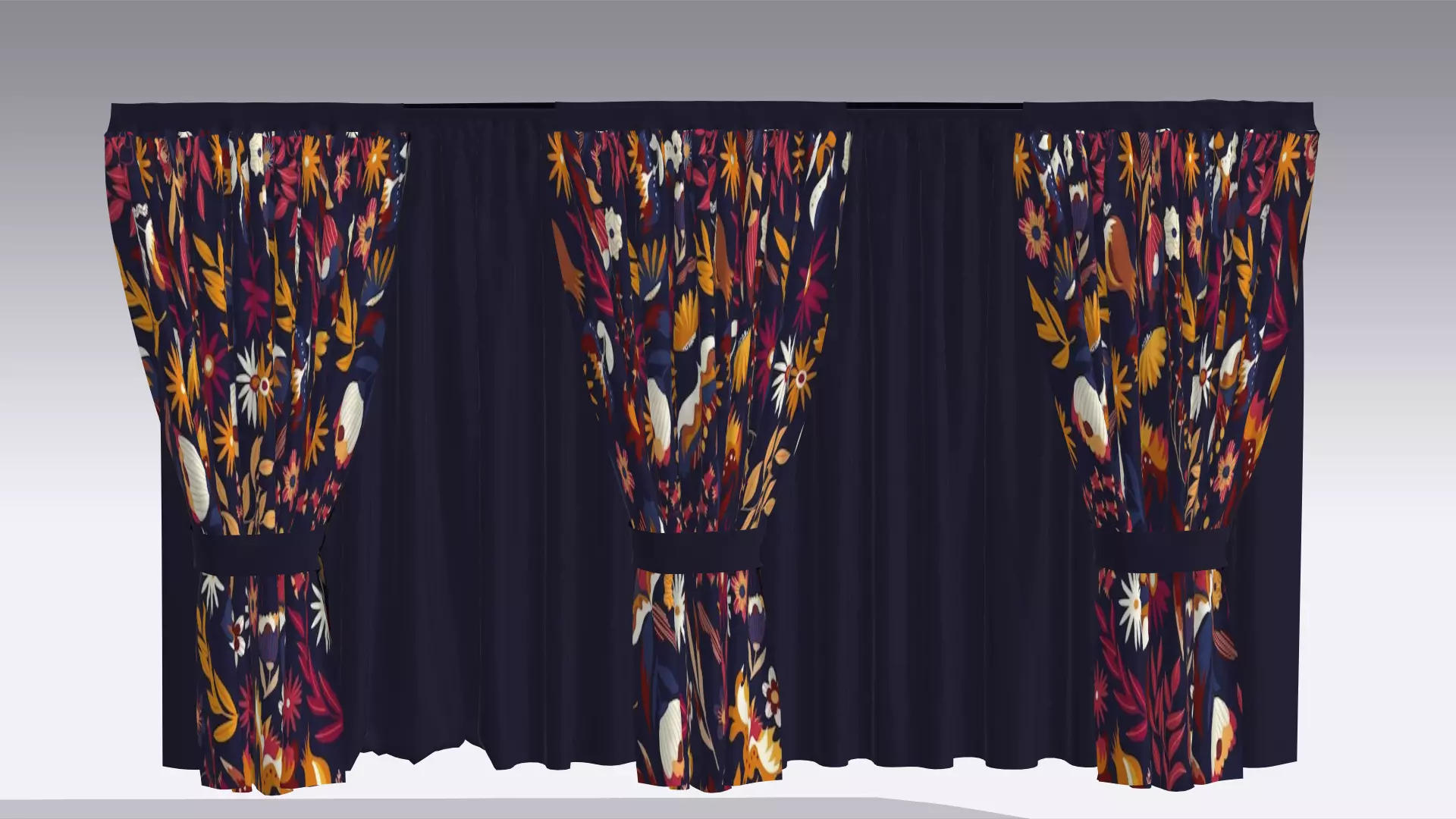 Curtain Low-poly 3D model_0