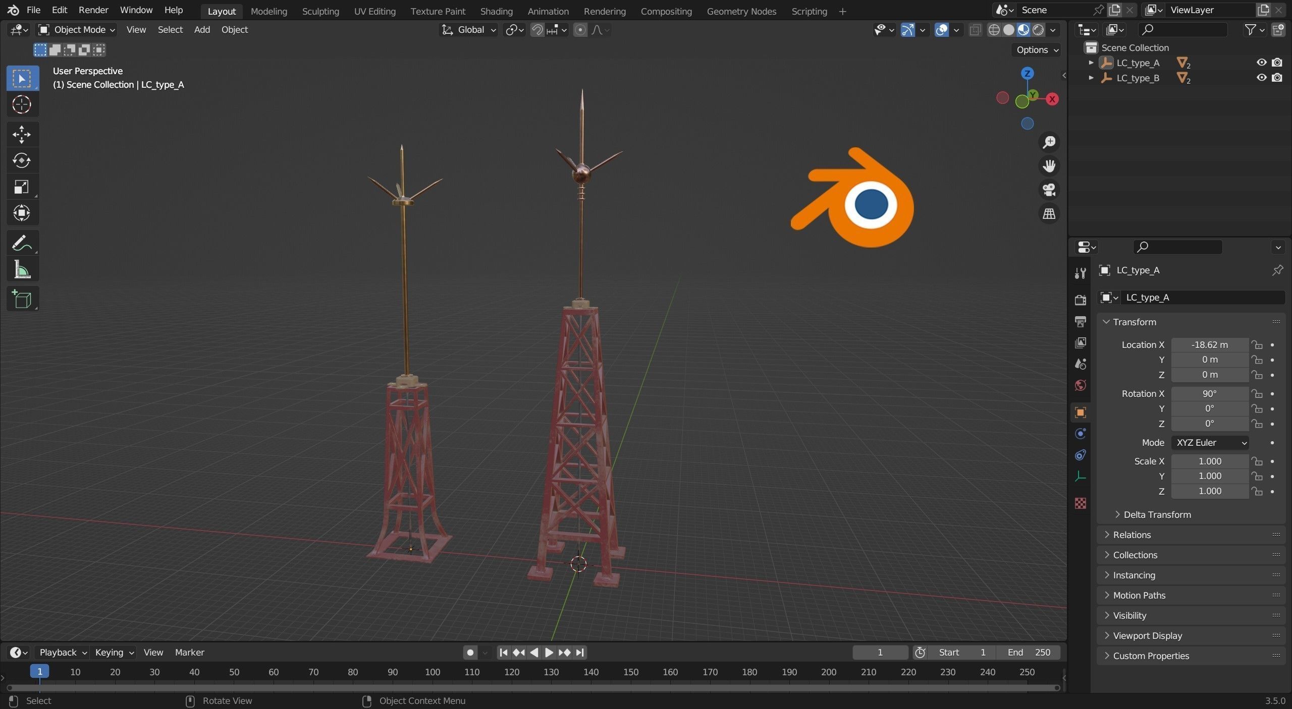 Lightning Conductors Low-poly 3D model_11
