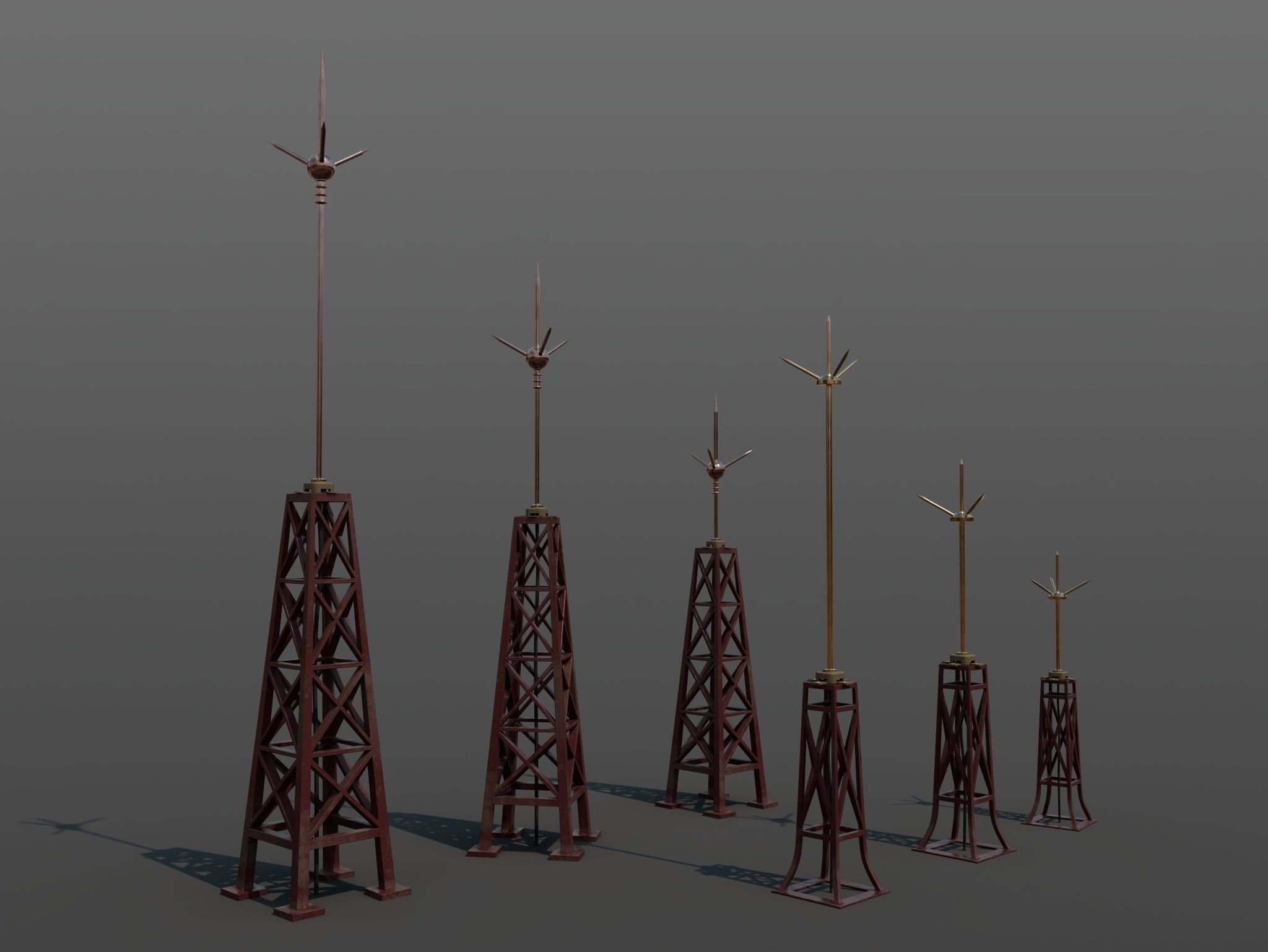 Lightning Conductors Low-poly 3D model_1
