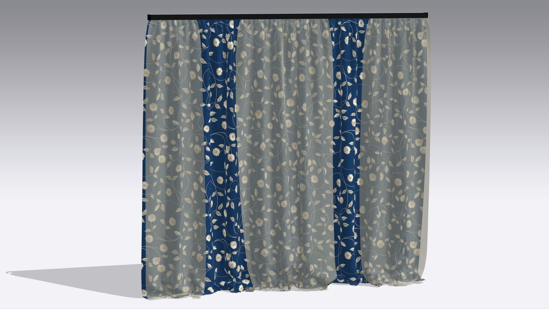 Curtain Low-poly 3D model_1