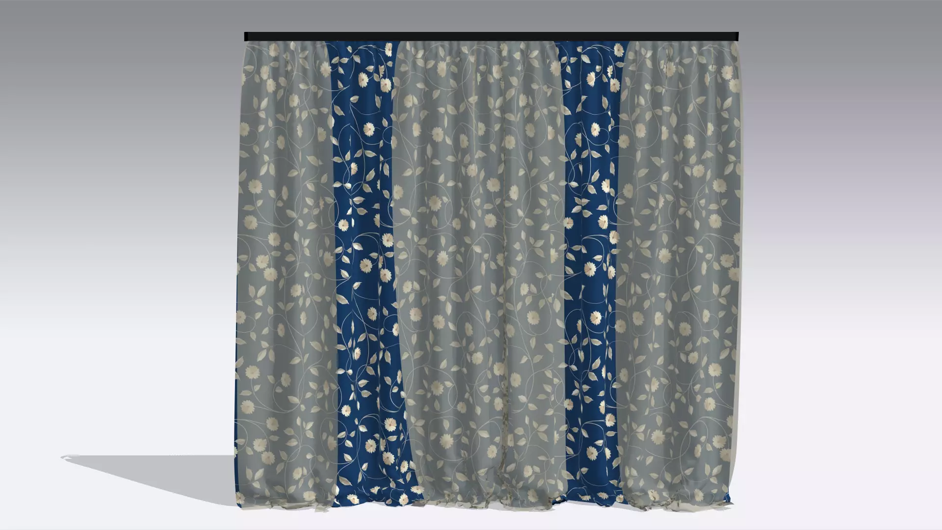 Curtain Low-poly 3D model_0
