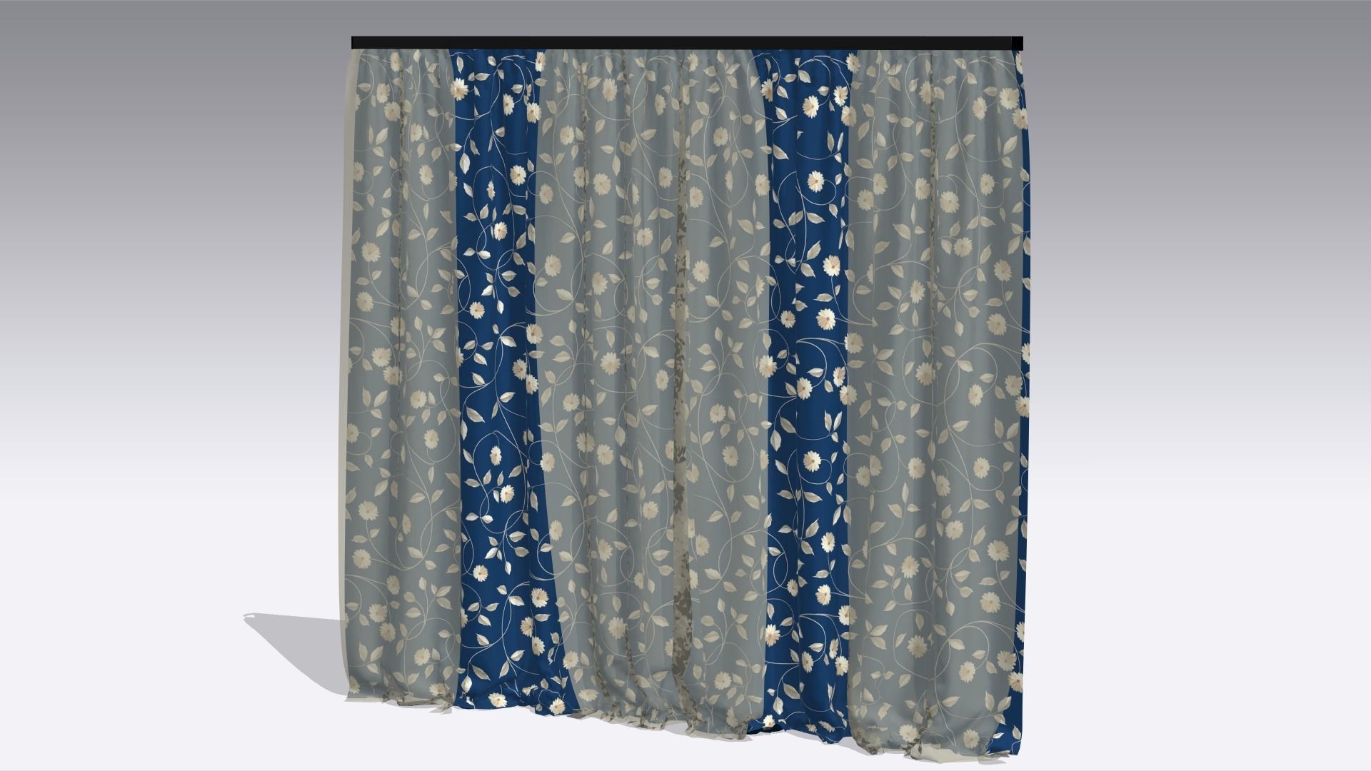 Curtain Low-poly 3D model_2