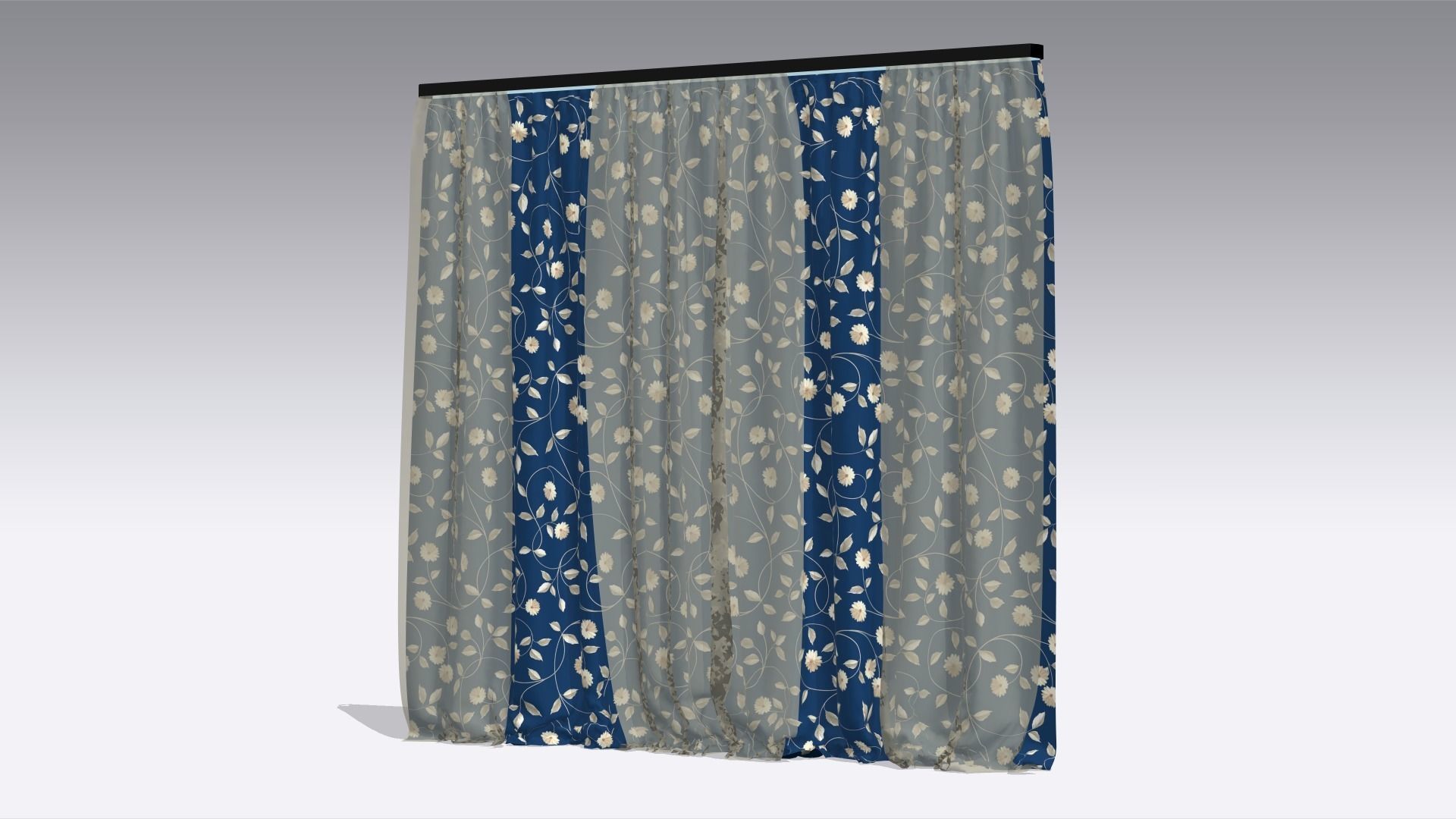 Curtain Low-poly 3D model_5