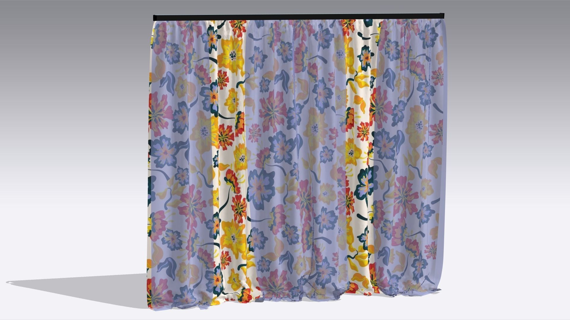Curtain Low-poly 3D model_1