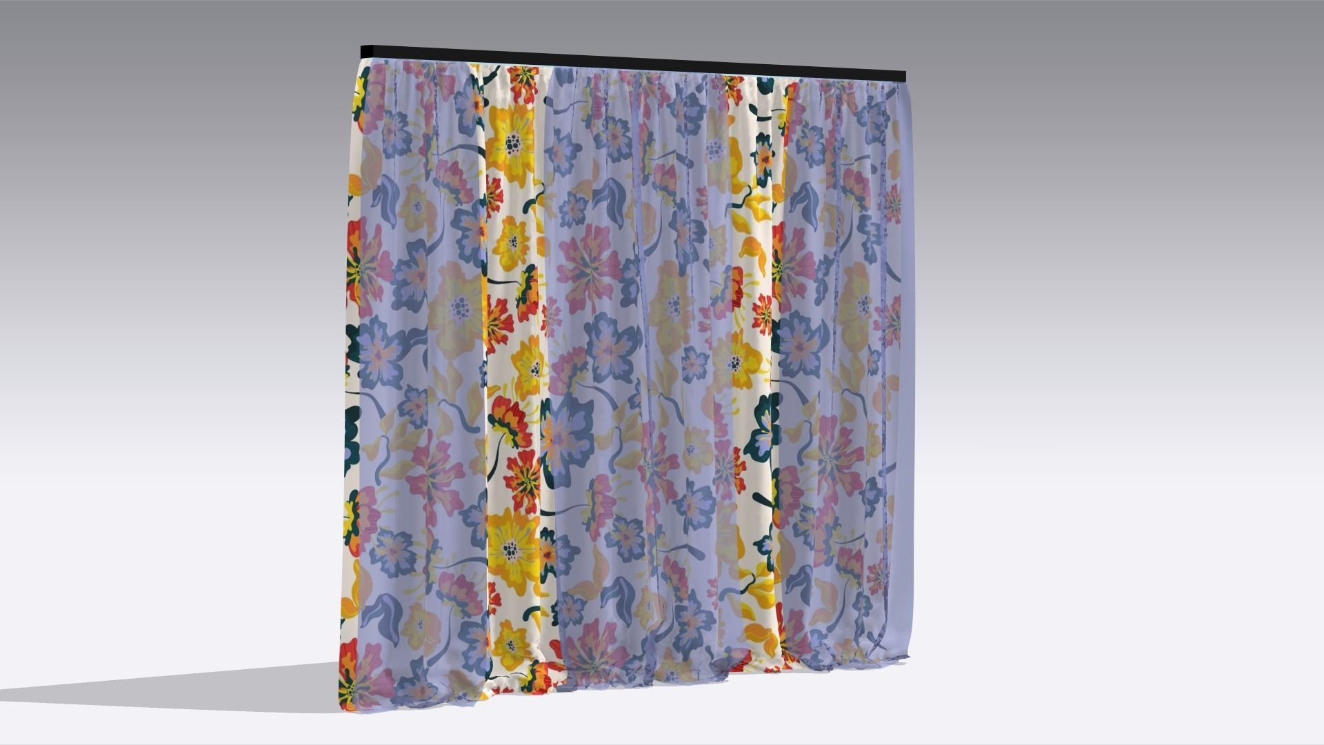 Curtain Low-poly 3D model_6