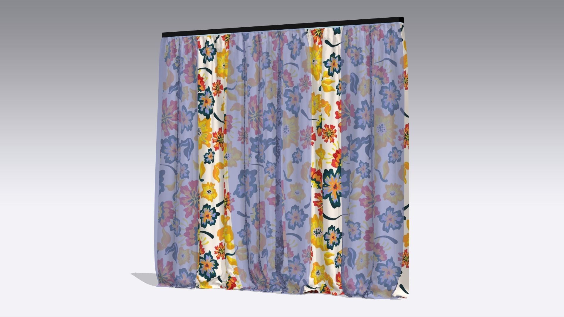 Curtain Low-poly 3D model_5