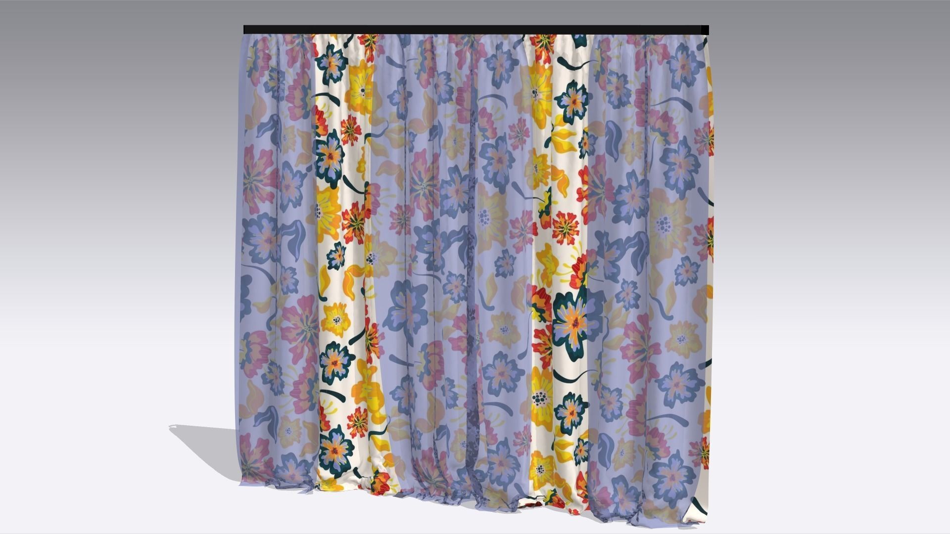 Curtain Low-poly 3D model_2