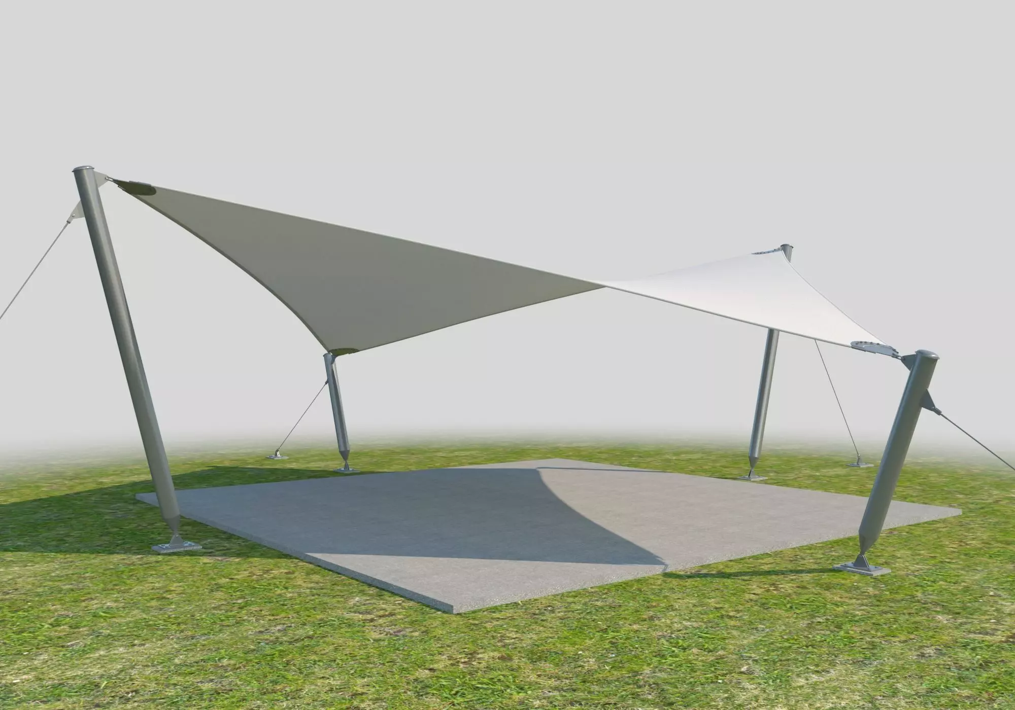 Detailed tensile membrane structure system 3D model_0