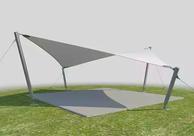 Detailed tensile membrane structure system 3D model