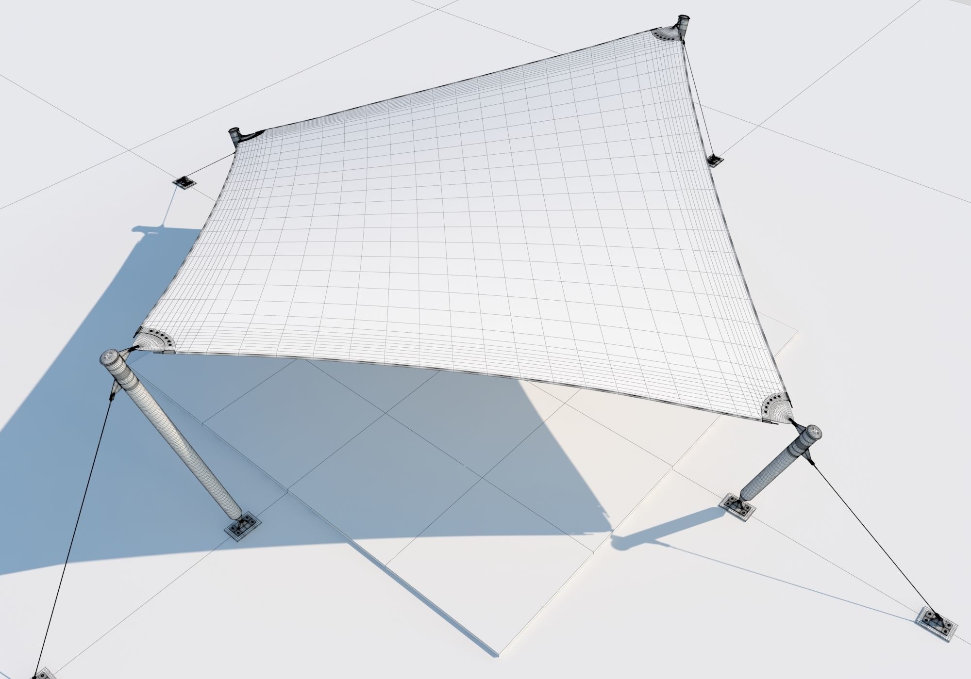Detailed tensile membrane structure system 3D model_8
