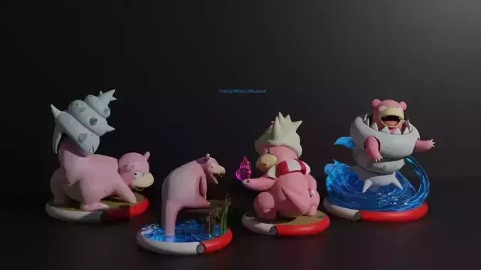Slowpoke Slowbro Slowking and Mega 3D print model 3D print model