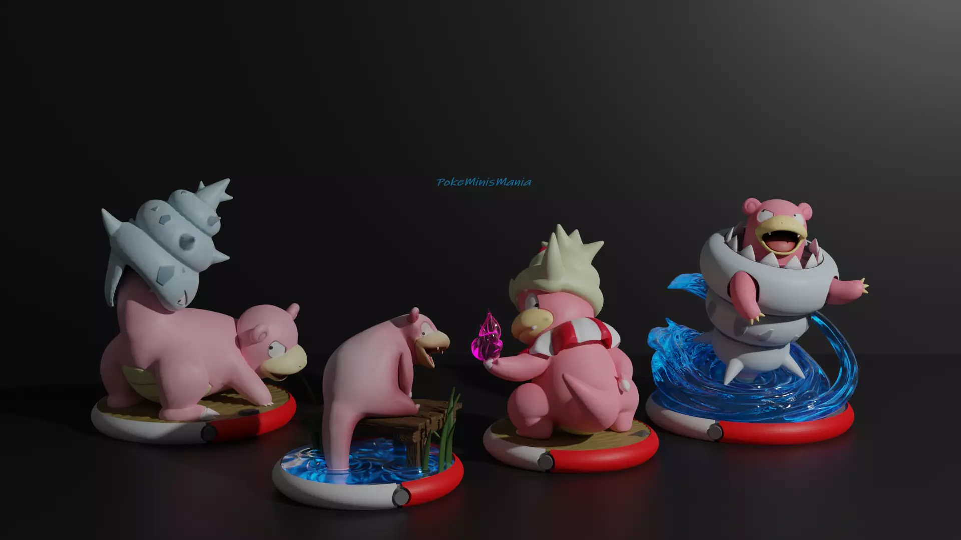 Slowpoke Slowbro Slowking and Mega 3D print model 3D print model_0