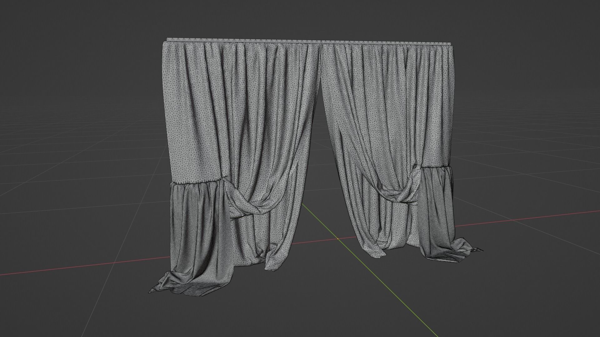 Curtain Low-poly 3D model_7
