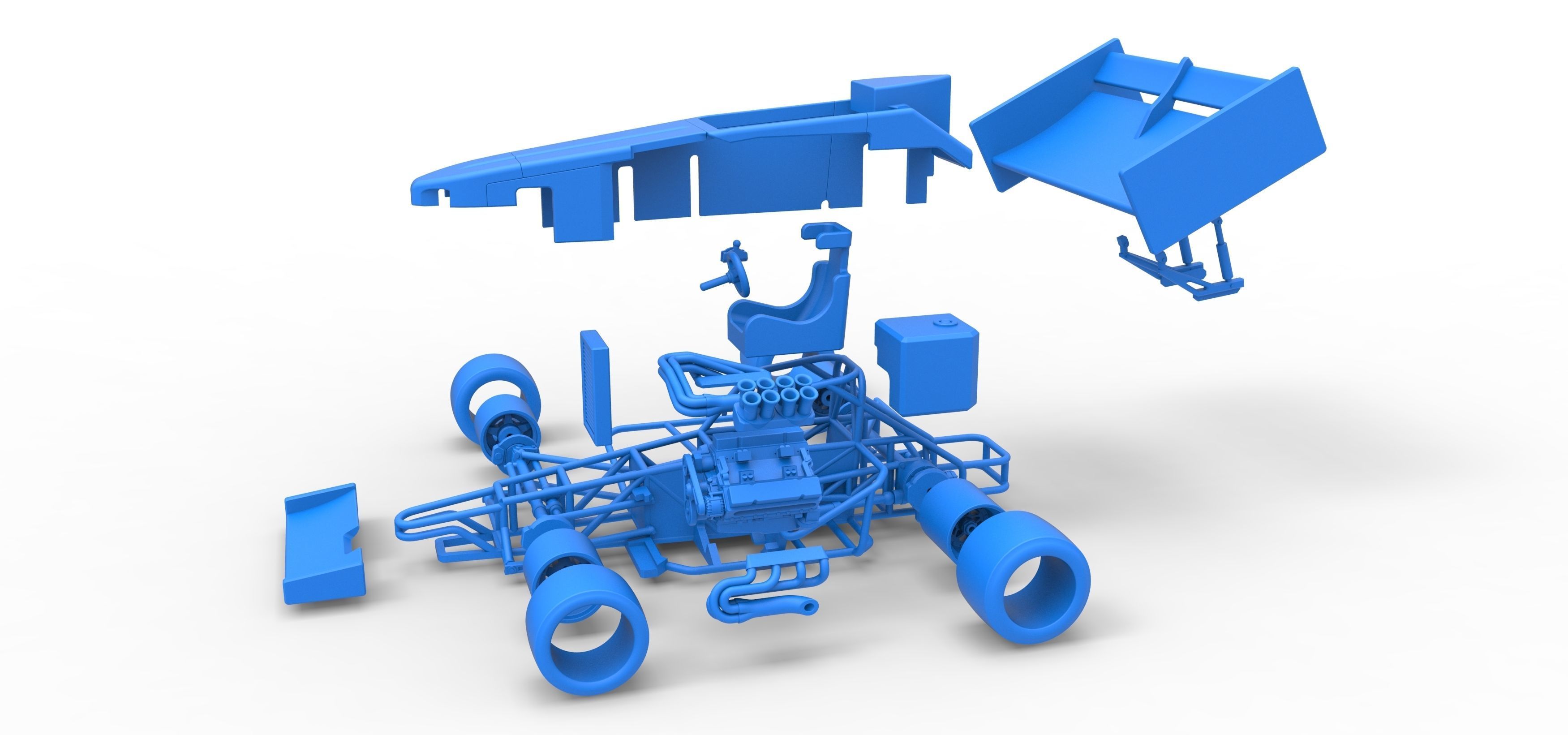 Supermodified front engine Winged race car V2 Scale 1 to 25 3D print model_55