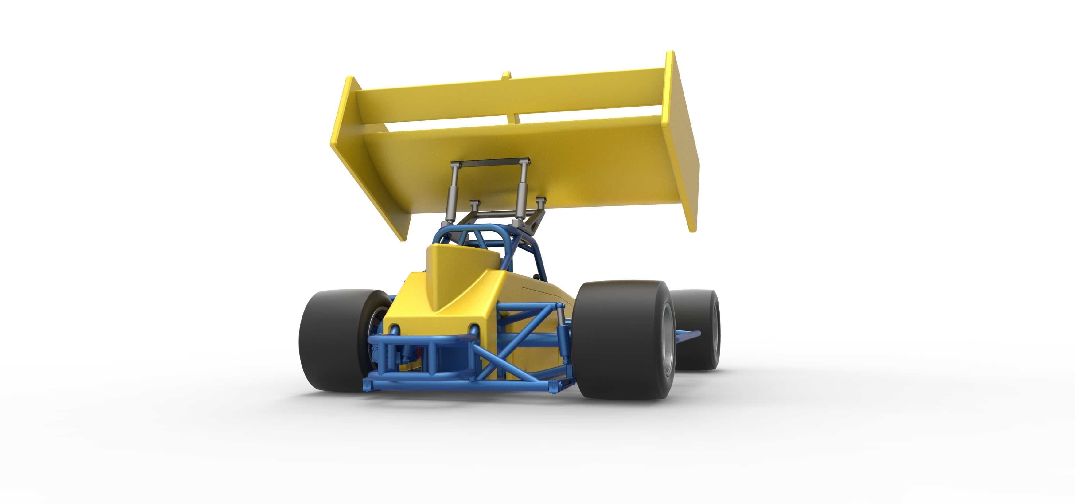 Supermodified front engine Winged race car V2 Scale 1 to 25 3D print model_19