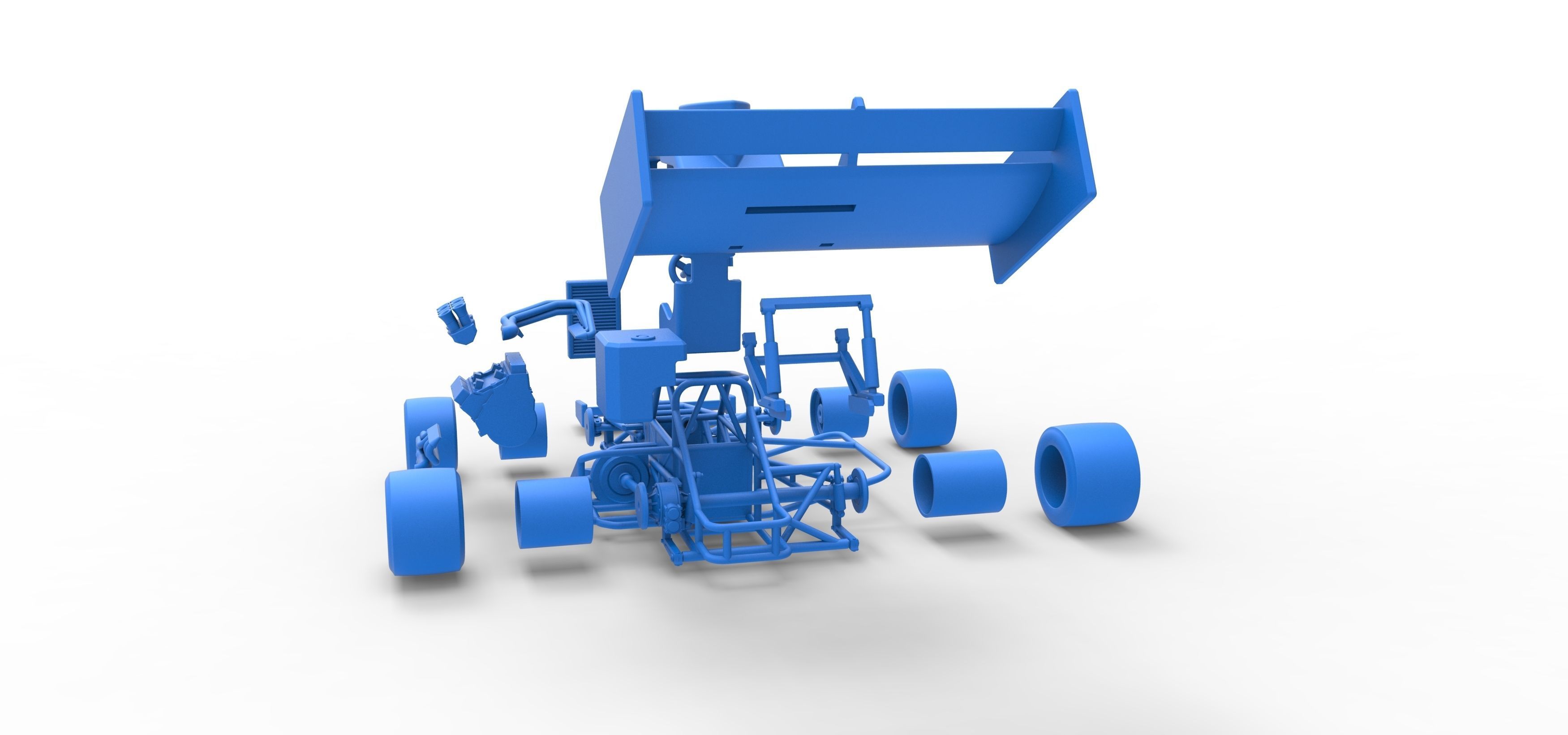 Supermodified front engine Winged race car V2 Scale 1 to 25 3D print model_62