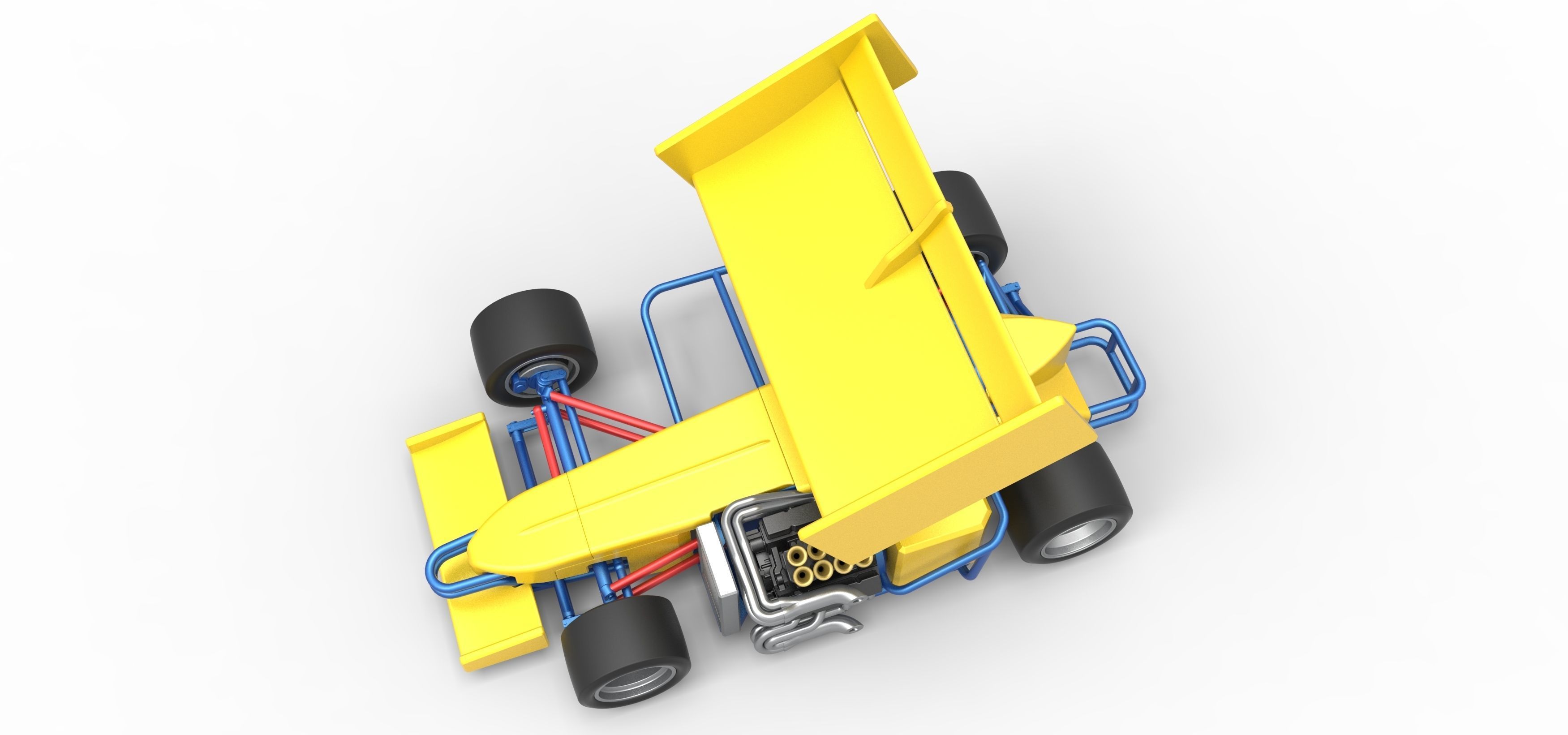 Supermodified front engine Winged race car V2 Scale 1 to 25 3D print model_4
