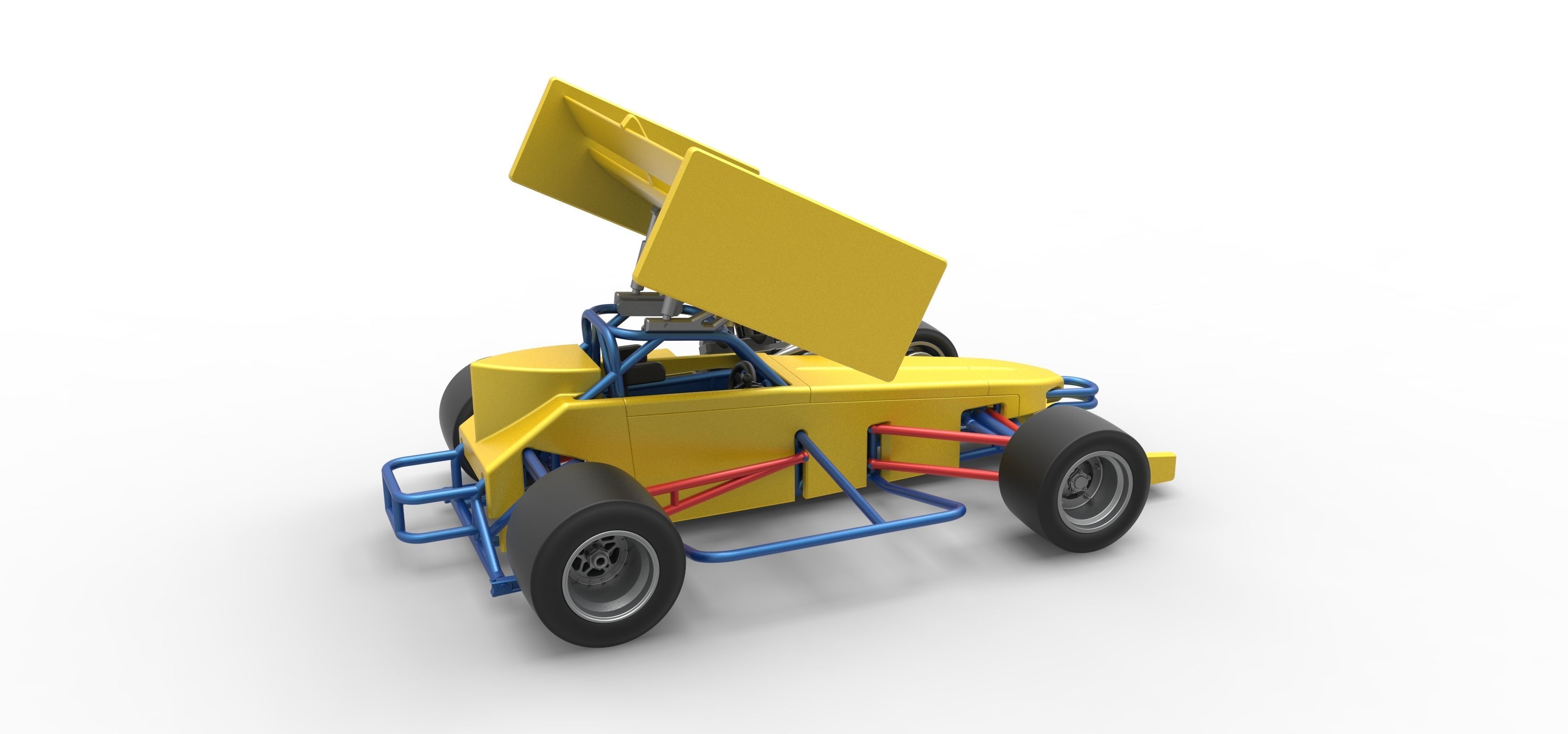 Supermodified front engine Winged race car V2 Scale 1 to 25 3D print model_20