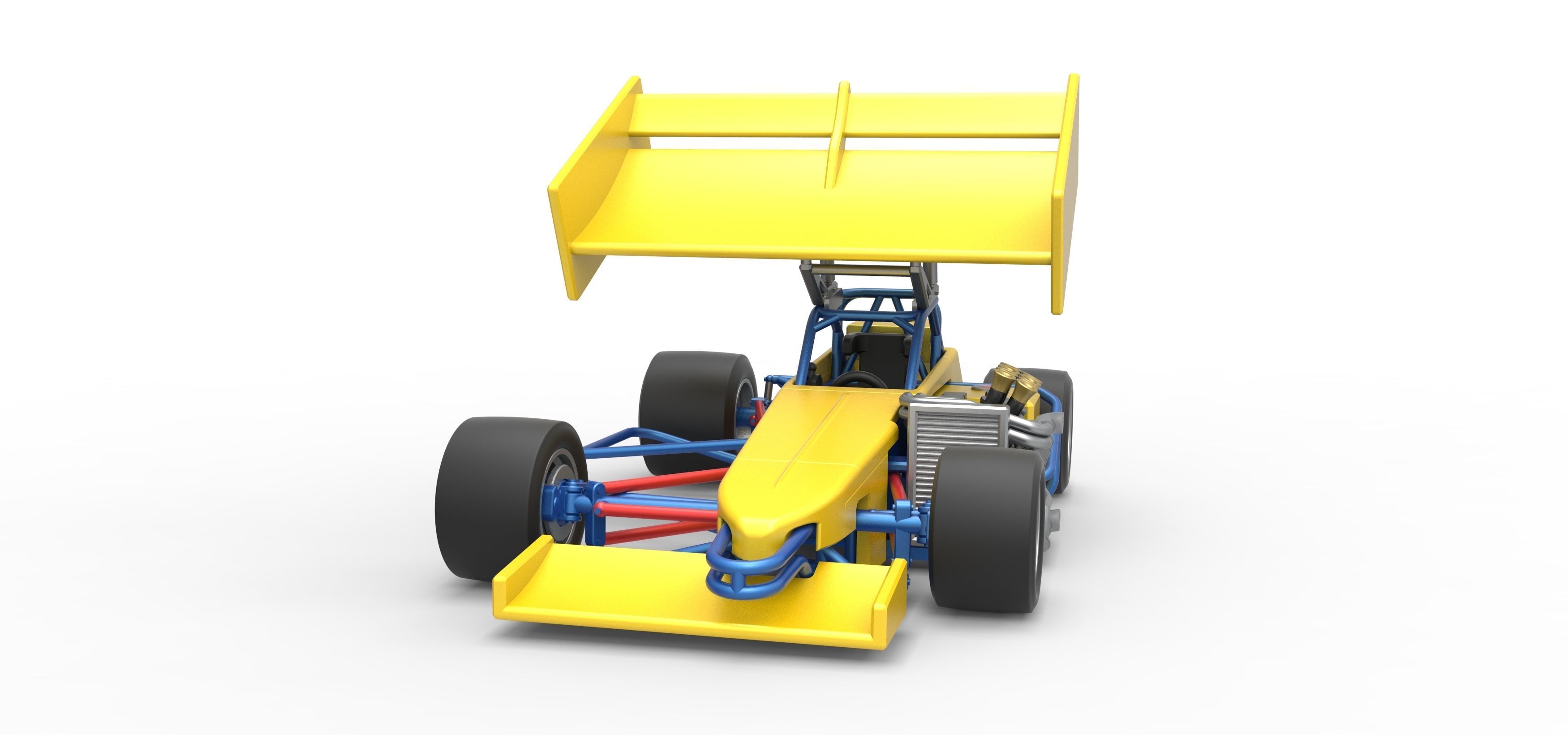 Supermodified front engine Winged race car V2 Scale 1 to 25 3D print model_5