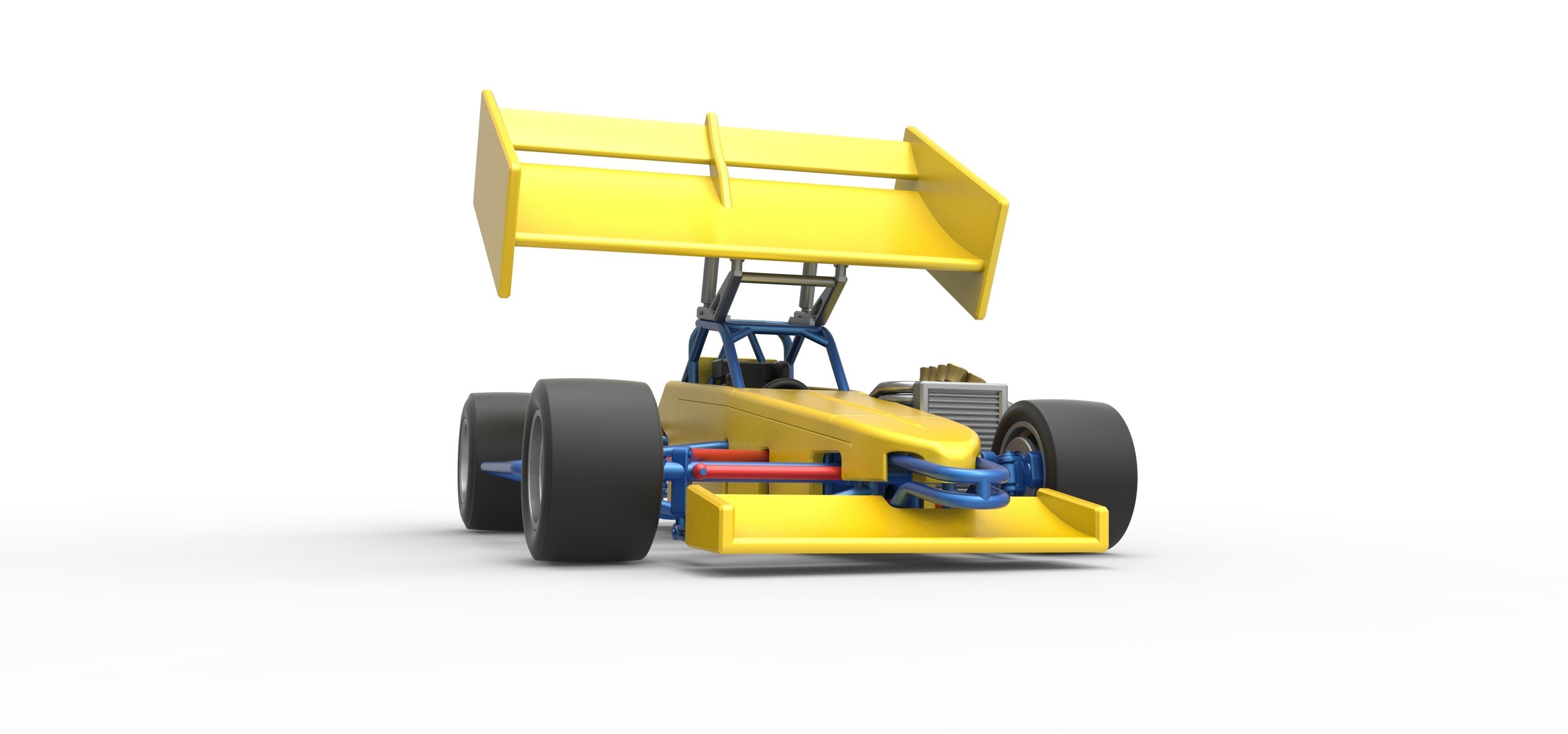Supermodified front engine Winged race car V2 Scale 1 to 25 3D print model_27