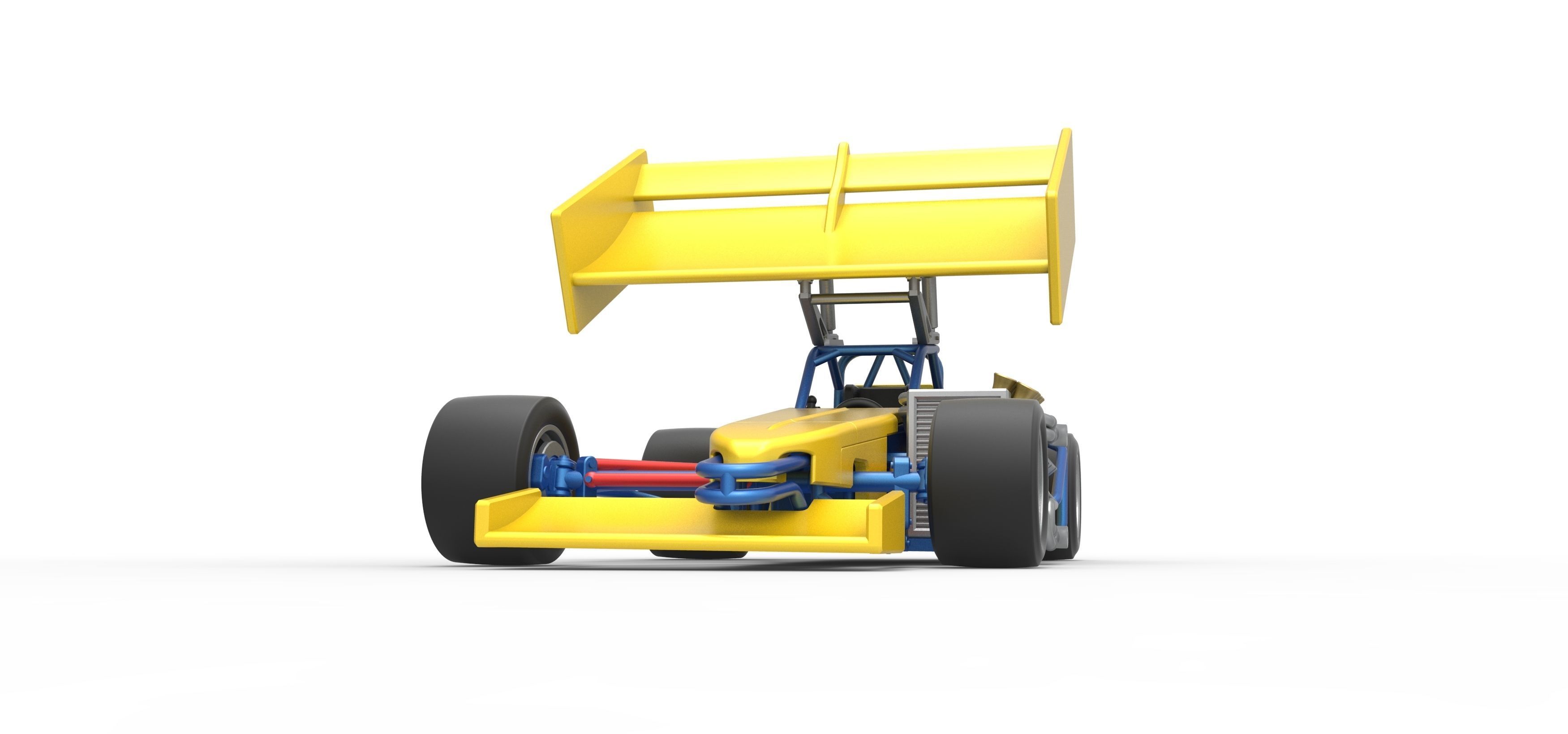 Supermodified front engine Winged race car V2 Scale 1 to 25 3D print model_6