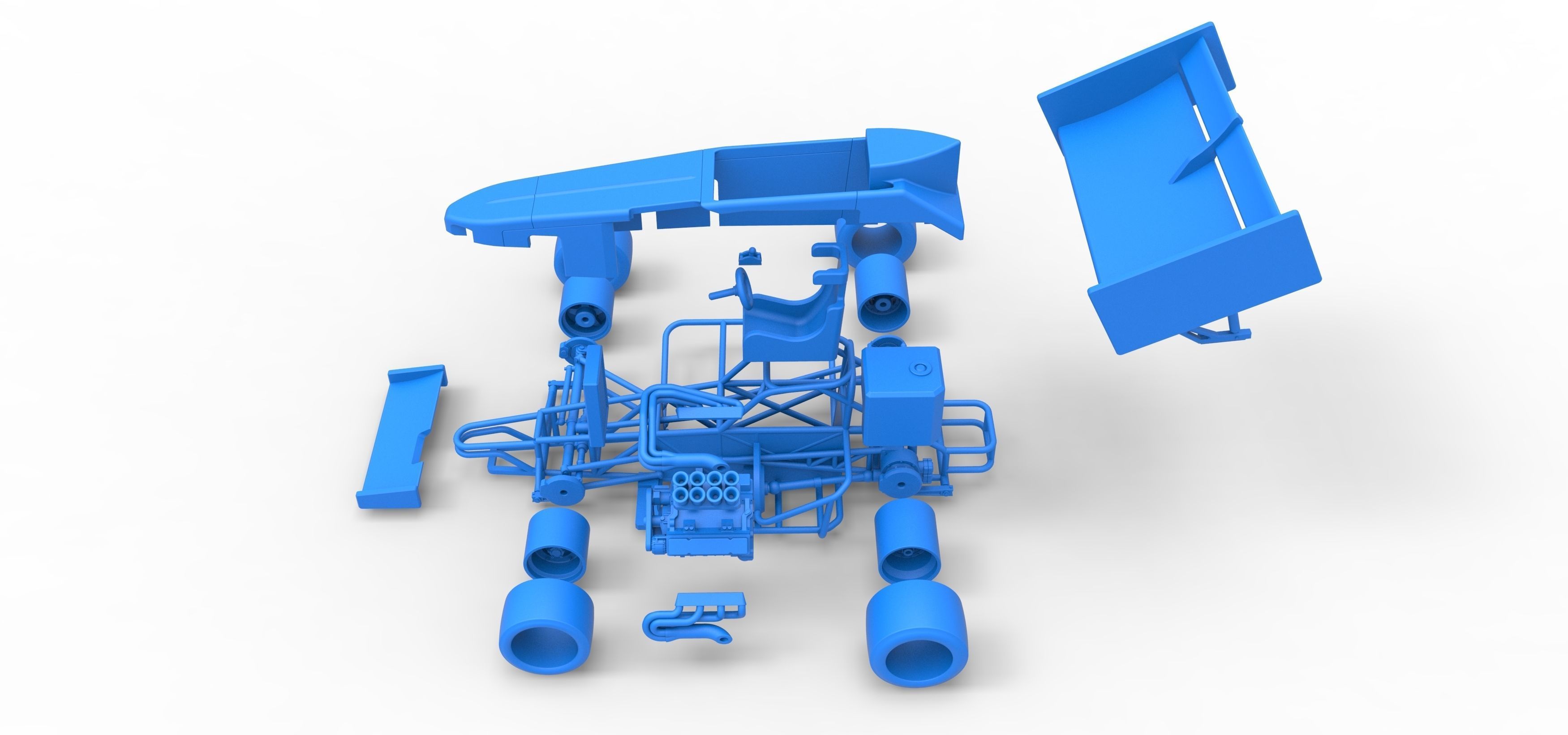 Supermodified front engine Winged race car V2 Scale 1 to 25 3D print model_60