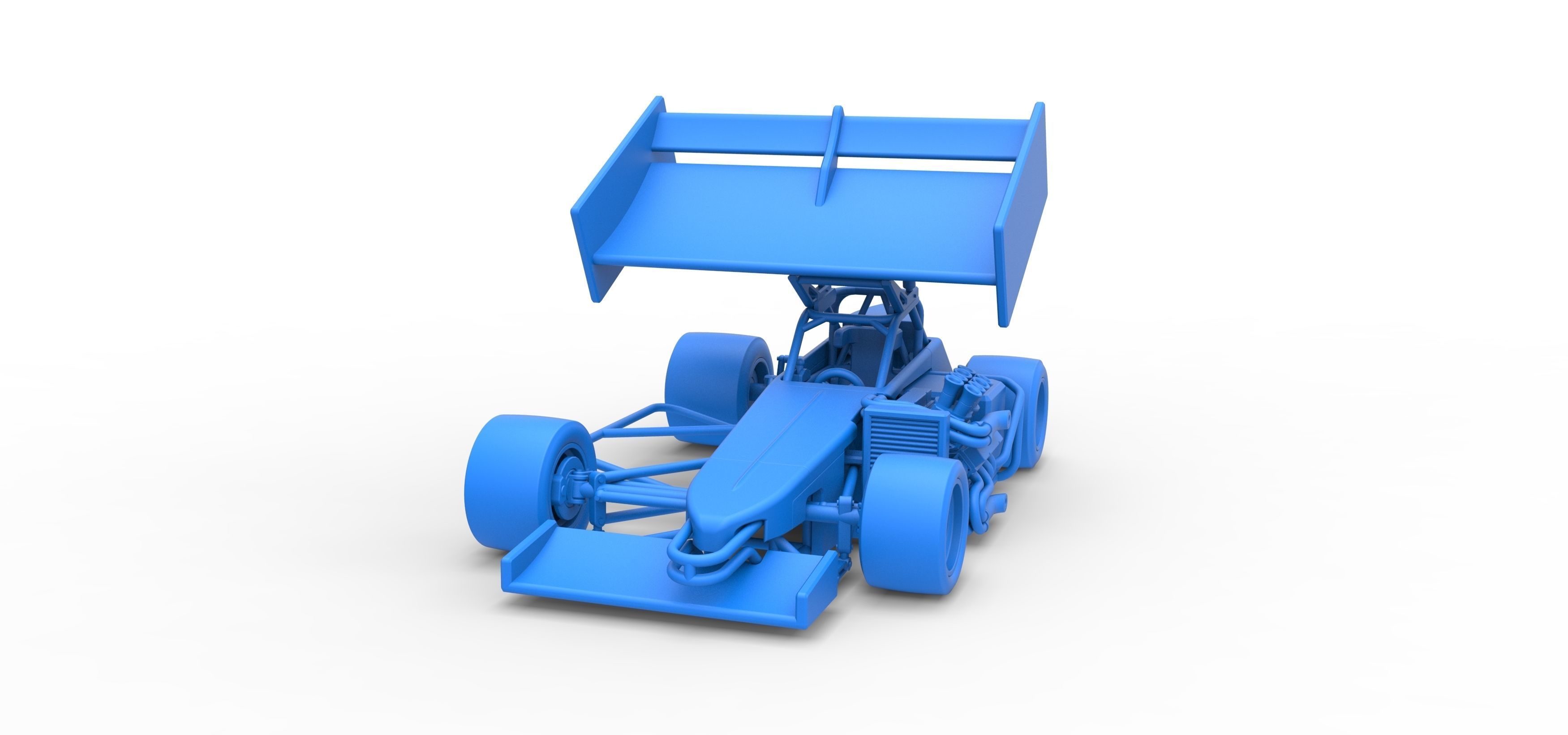 Supermodified front engine Winged race car V2 Scale 1 to 25 3D print model_32