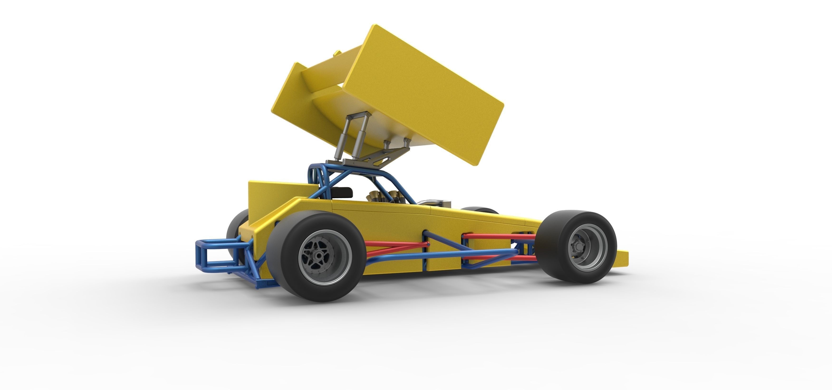 Supermodified front engine Winged race car V2 Scale 1 to 25 3D print model_21