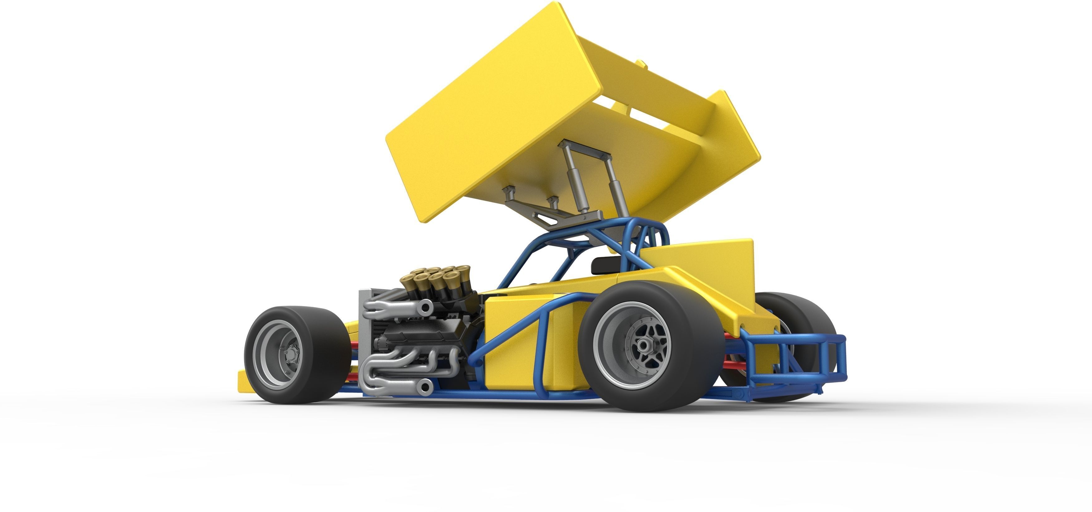 Supermodified front engine Winged race car V2 Scale 1 to 25 3D print model_13
