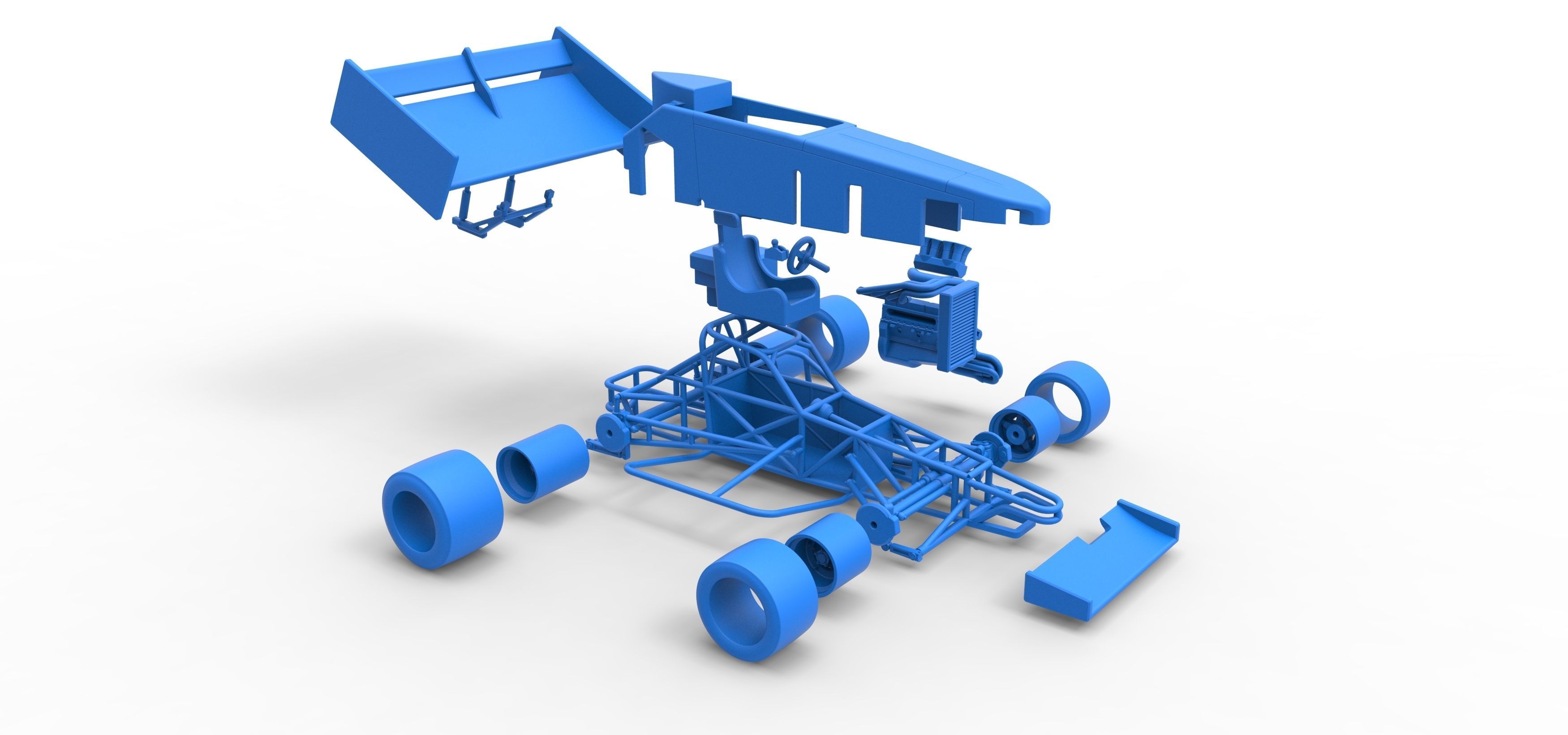 Supermodified front engine Winged race car V2 Scale 1 to 25 3D print model_65