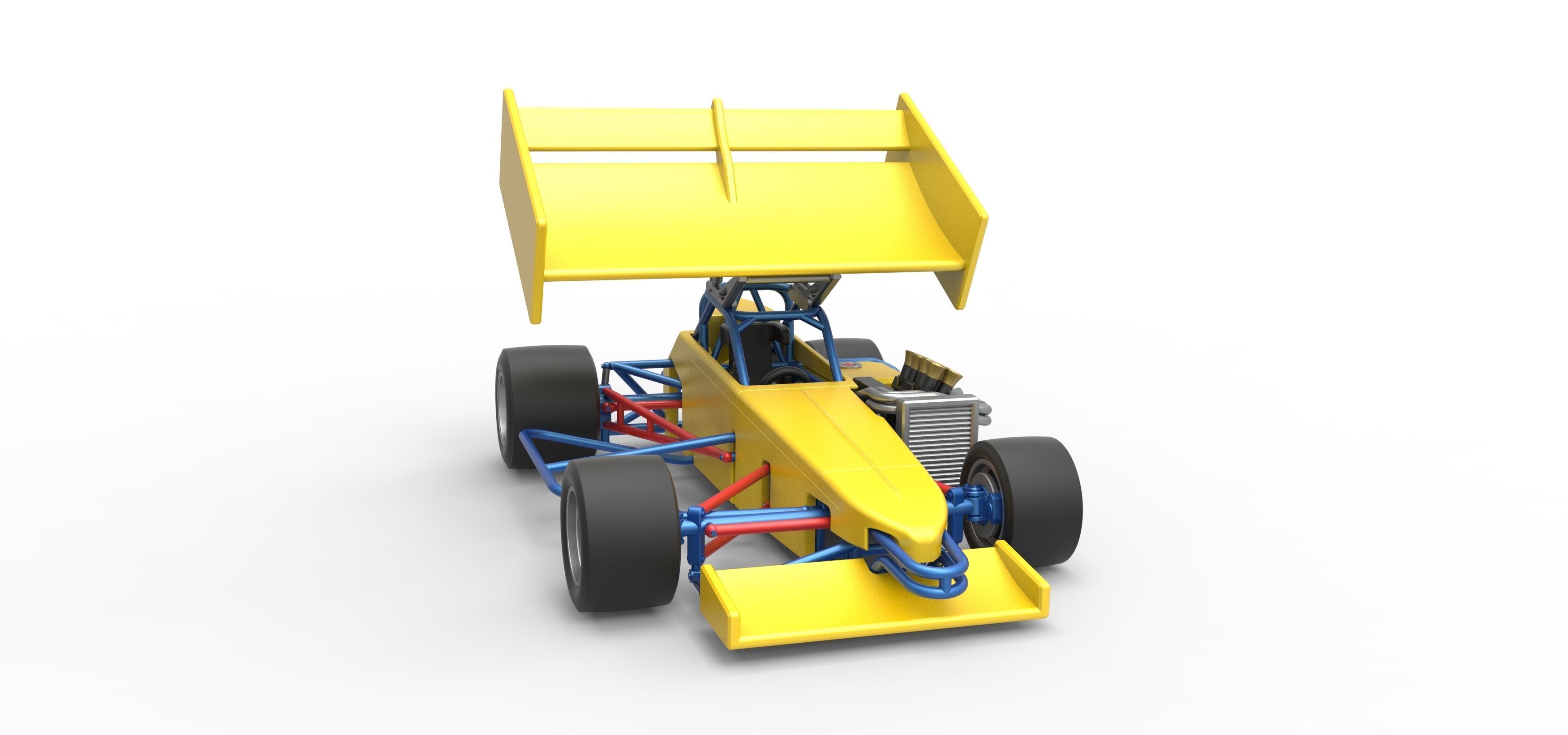 Supermodified front engine Winged race car V2 Scale 1 to 25 3D print model_26
