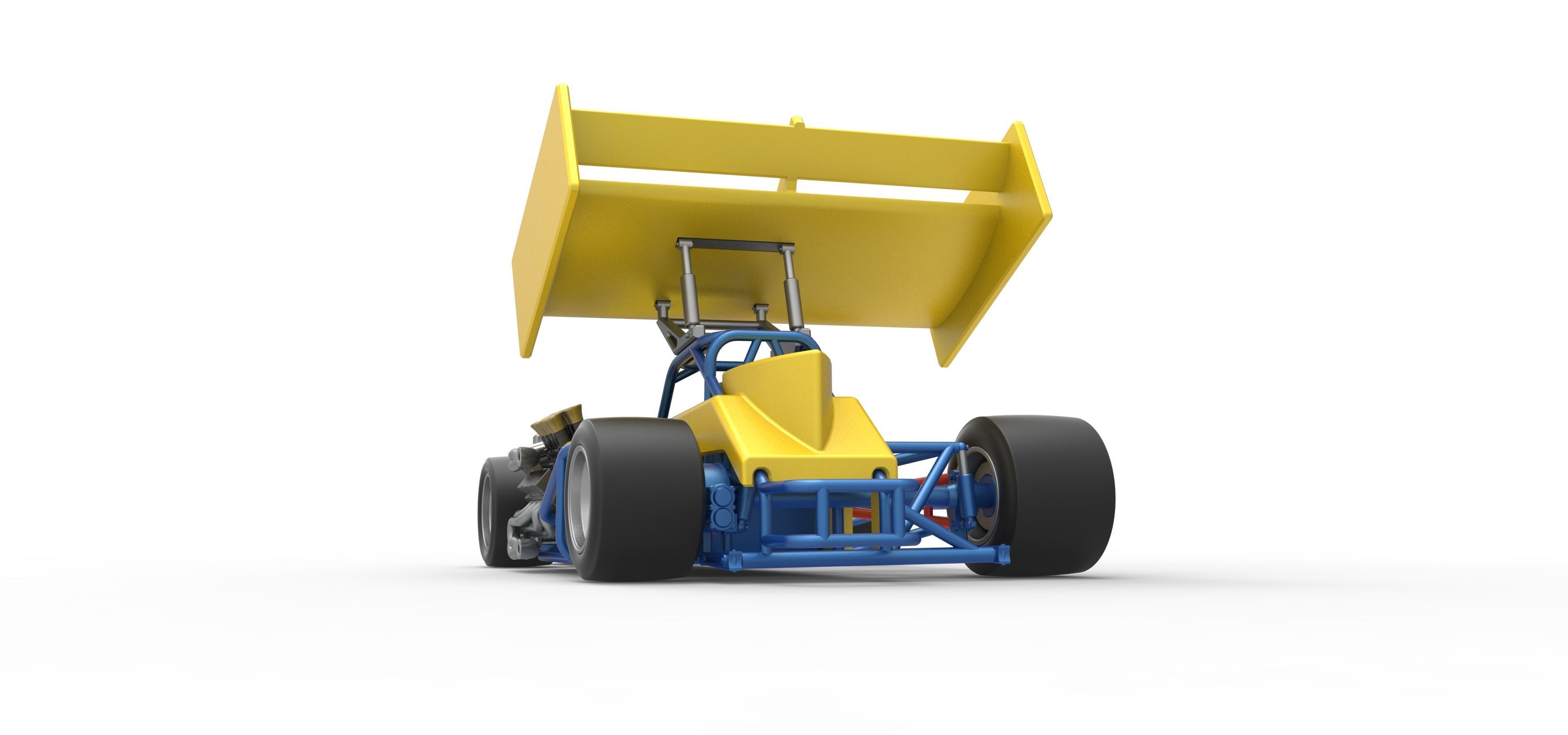 Supermodified front engine Winged race car V2 Scale 1 to 25 3D print model_15