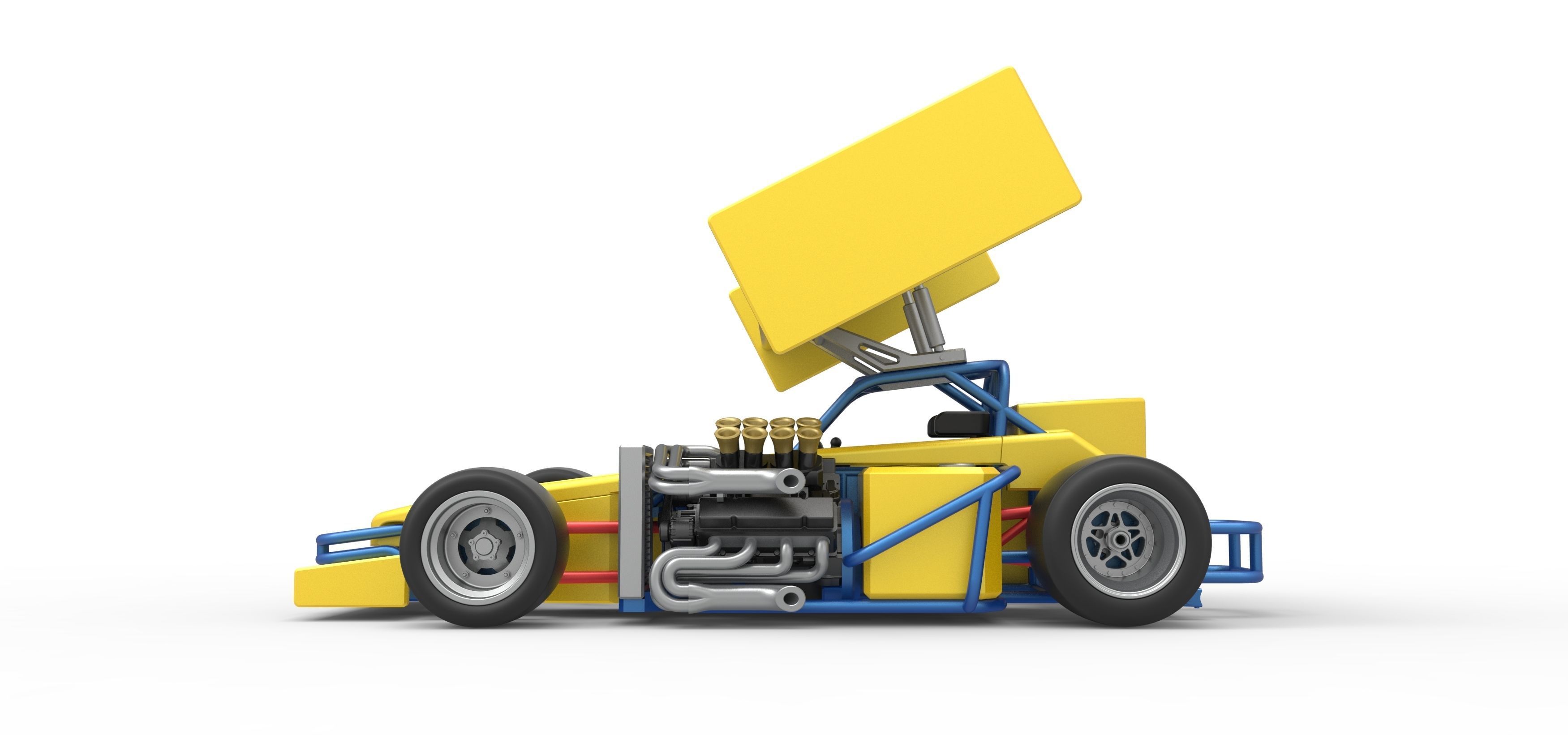 Supermodified front engine Winged race car V2 Scale 1 to 25 3D print model_9