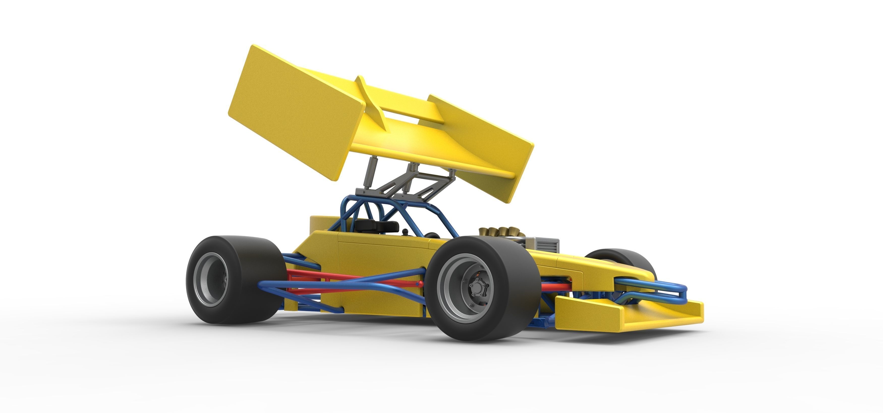 Supermodified front engine Winged race car V2 Scale 1 to 25 3D print model_25