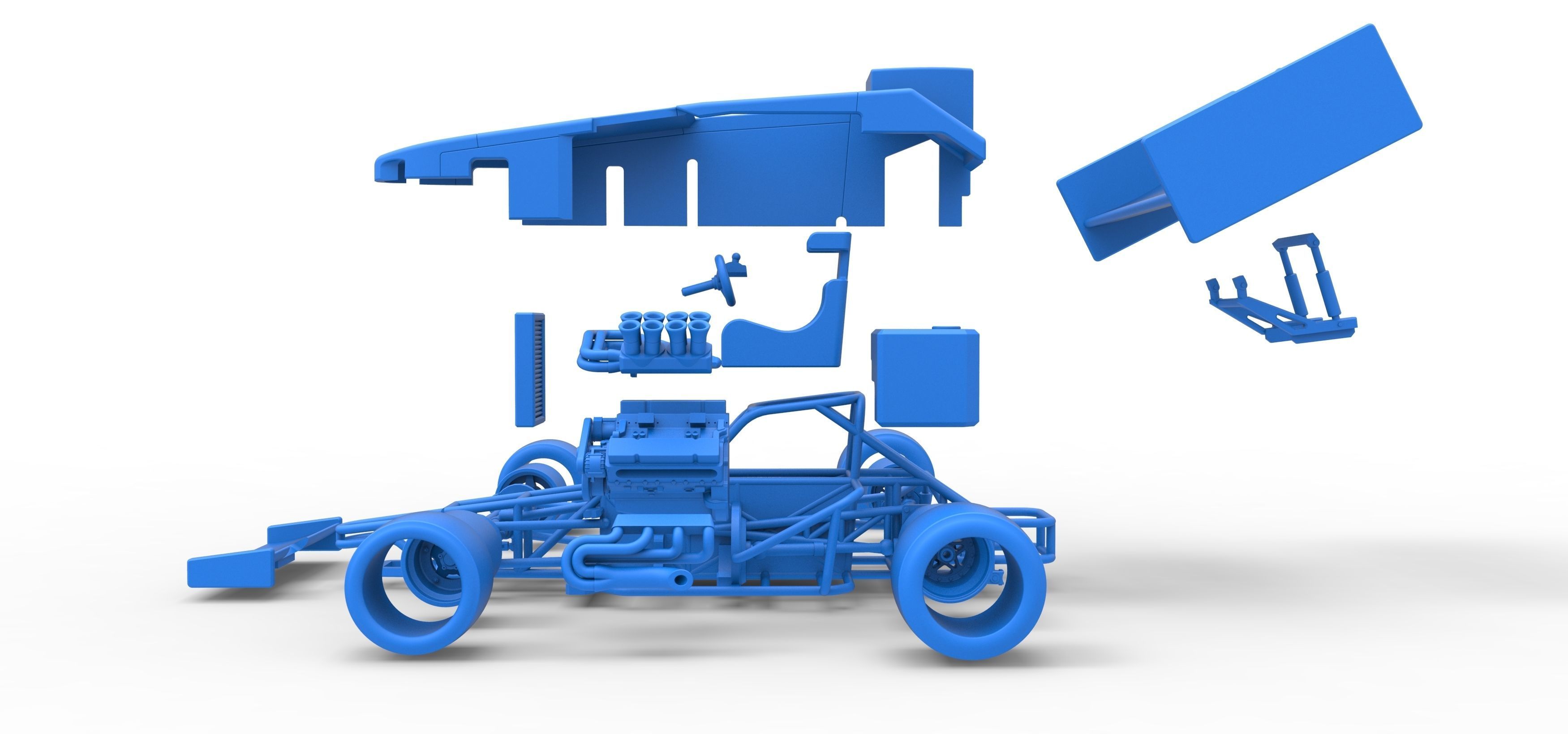Supermodified front engine Winged race car V2 Scale 1 to 25 3D print model_59