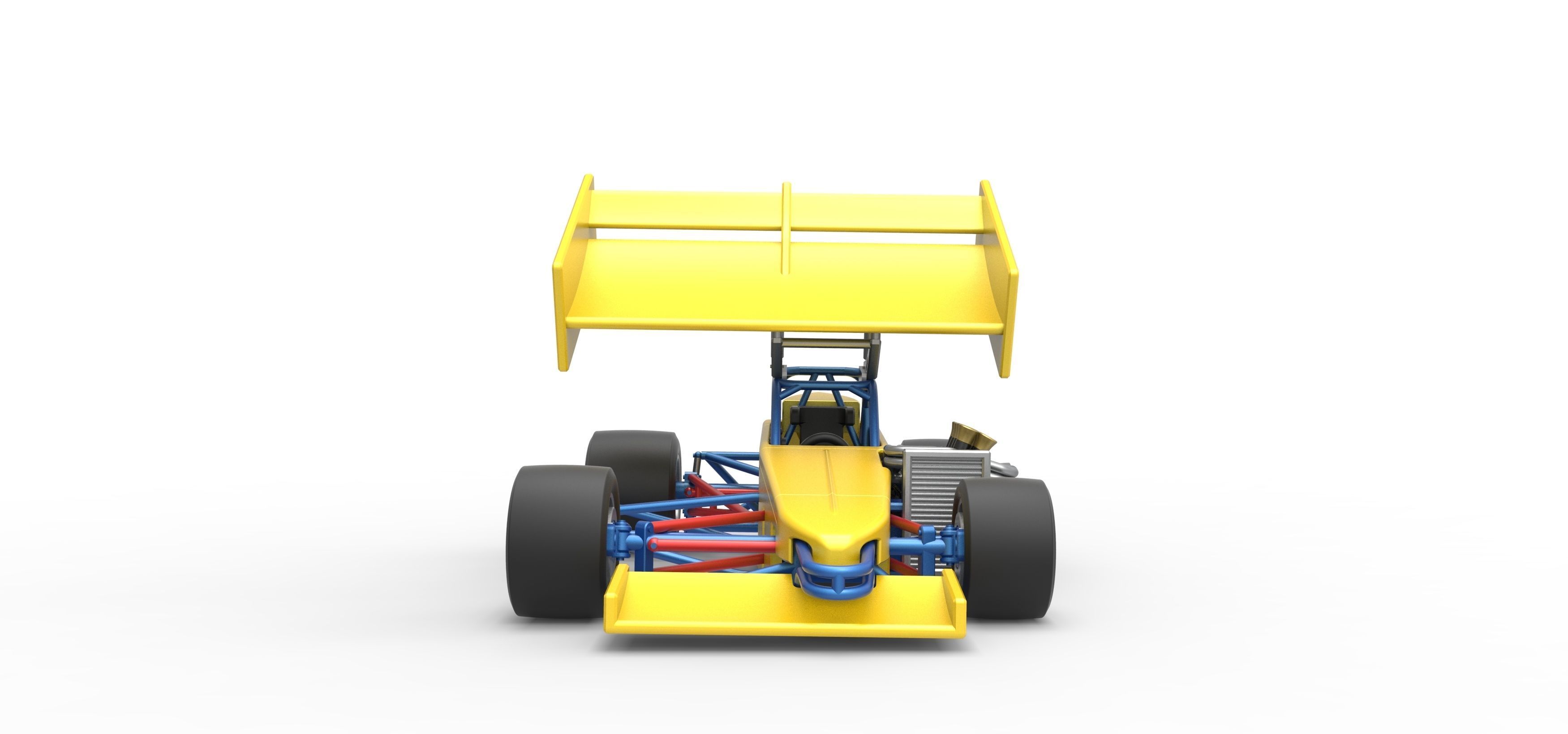 Supermodified front engine Winged race car V2 Scale 1 to 25 3D print model_7