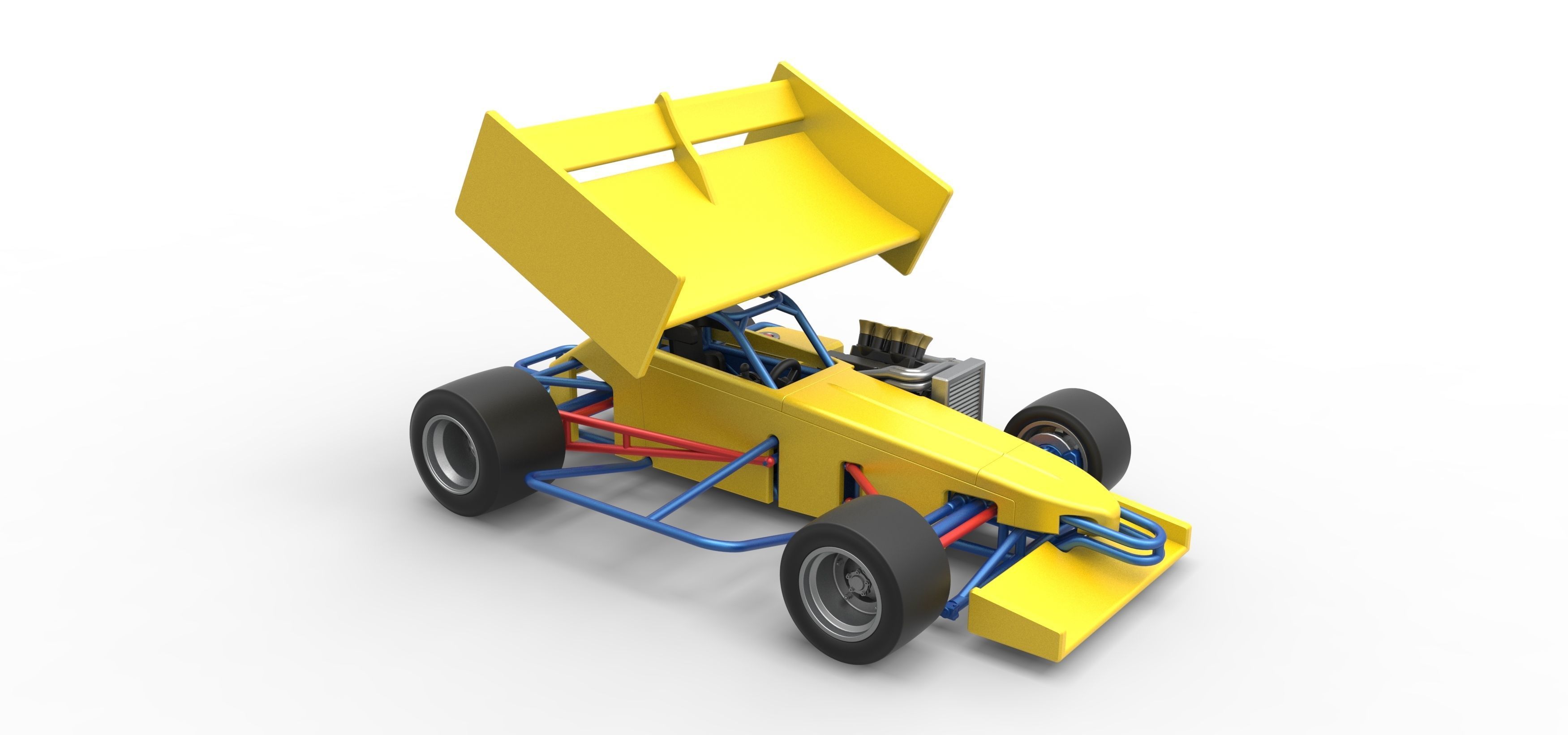 Supermodified front engine Winged race car V2 Scale 1 to 25 3D print model_24