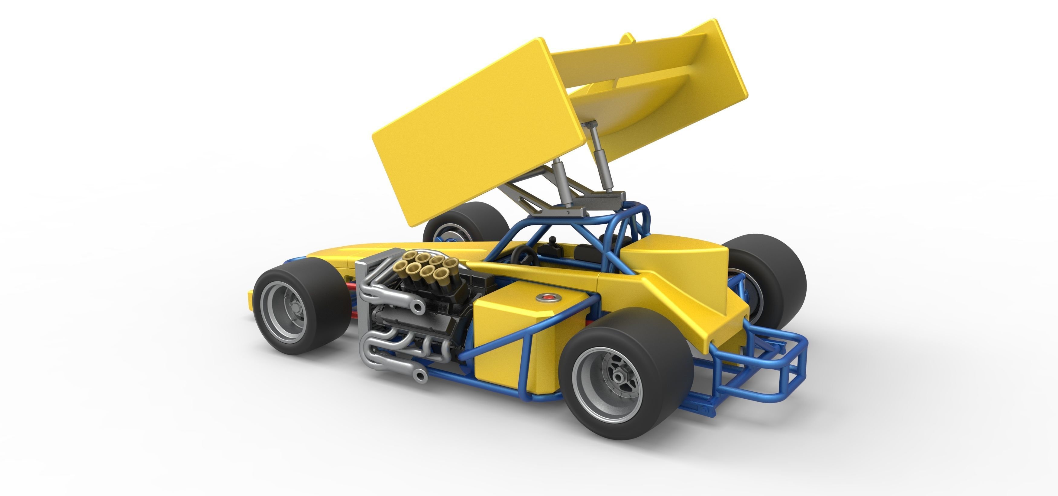 Supermodified front engine Winged race car V2 Scale 1 to 25 3D print model_12