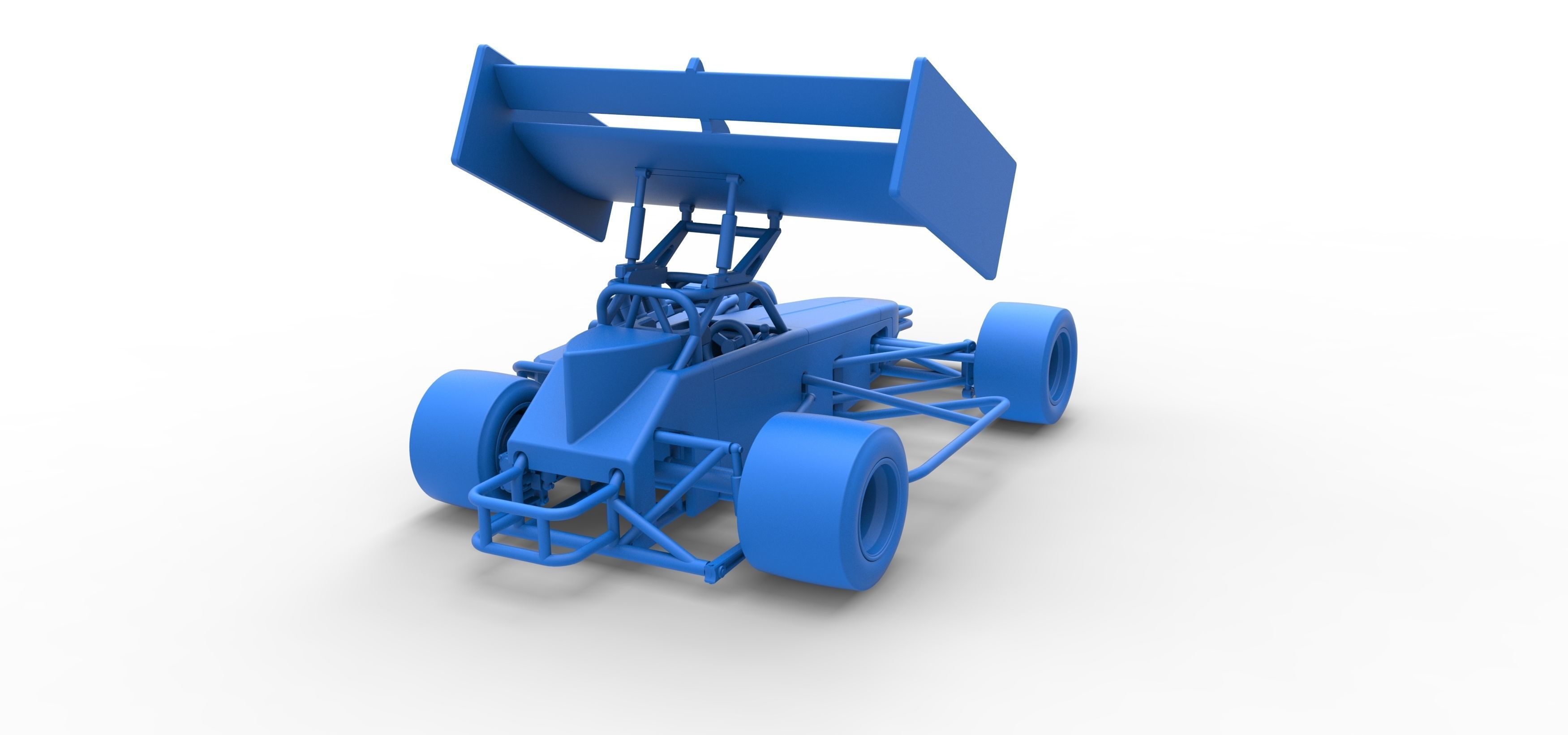 Supermodified front engine Winged race car V2 Scale 1 to 25 3D print model_45